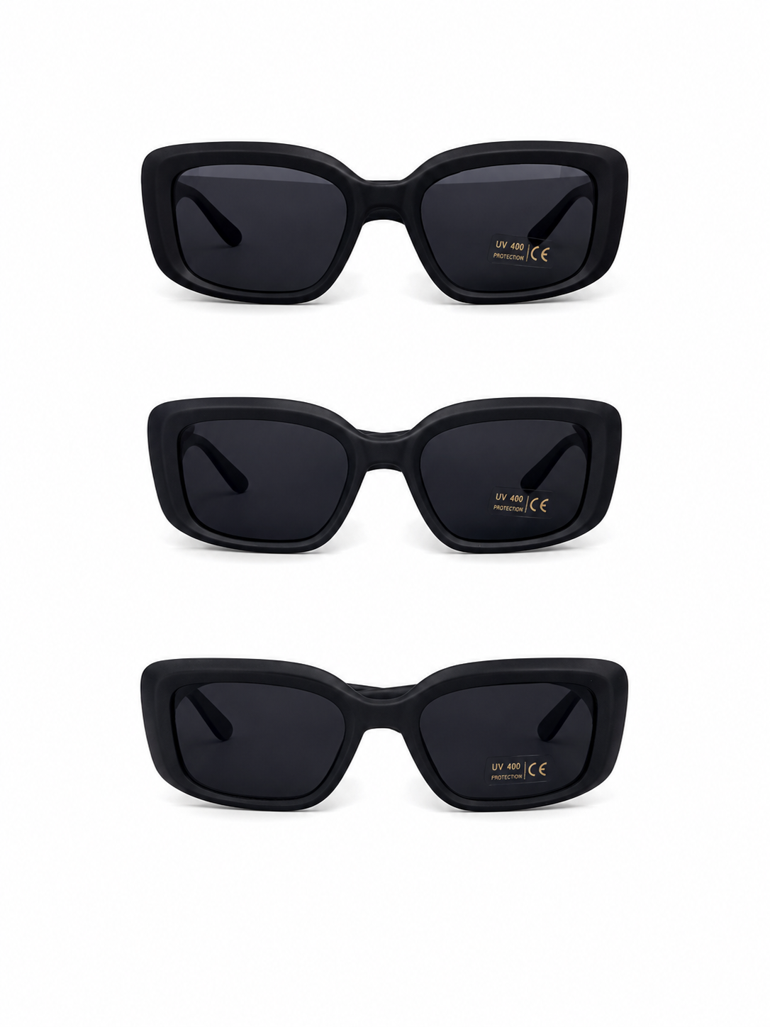 Black Chunky Rectangular Sunglasses - LSG-24 (12 Units)
