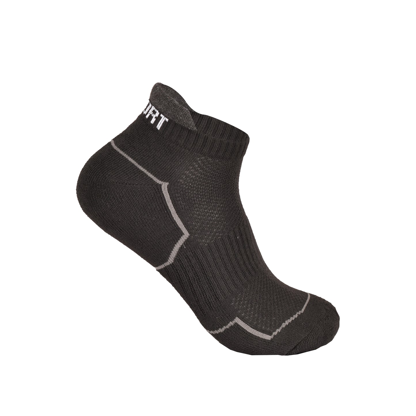 Mens Cushioned Trainer Socks - Black Sport (12 Pairs)