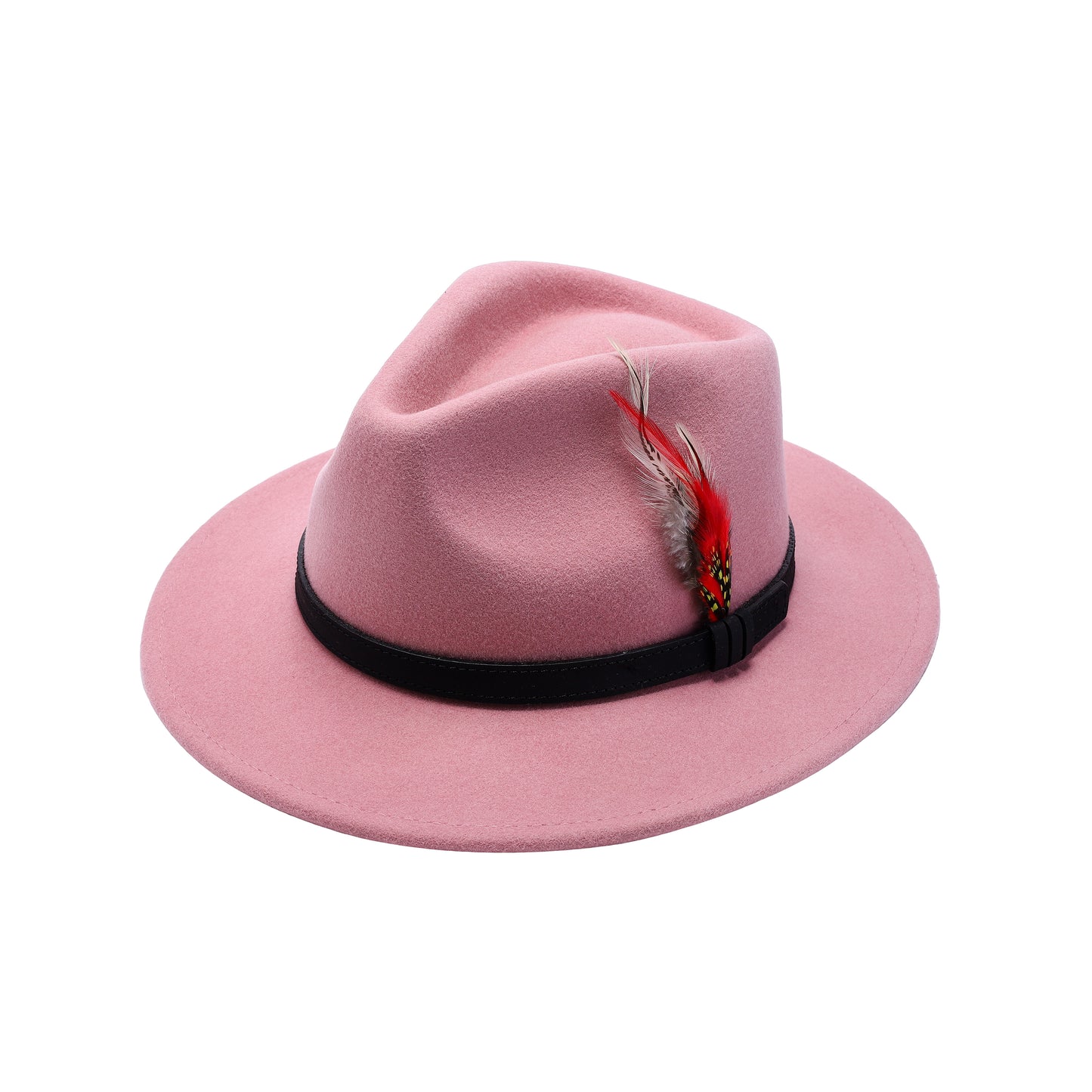 Premium Australian Wool Water Resistant Crushable Fedora Hat - Light Pink