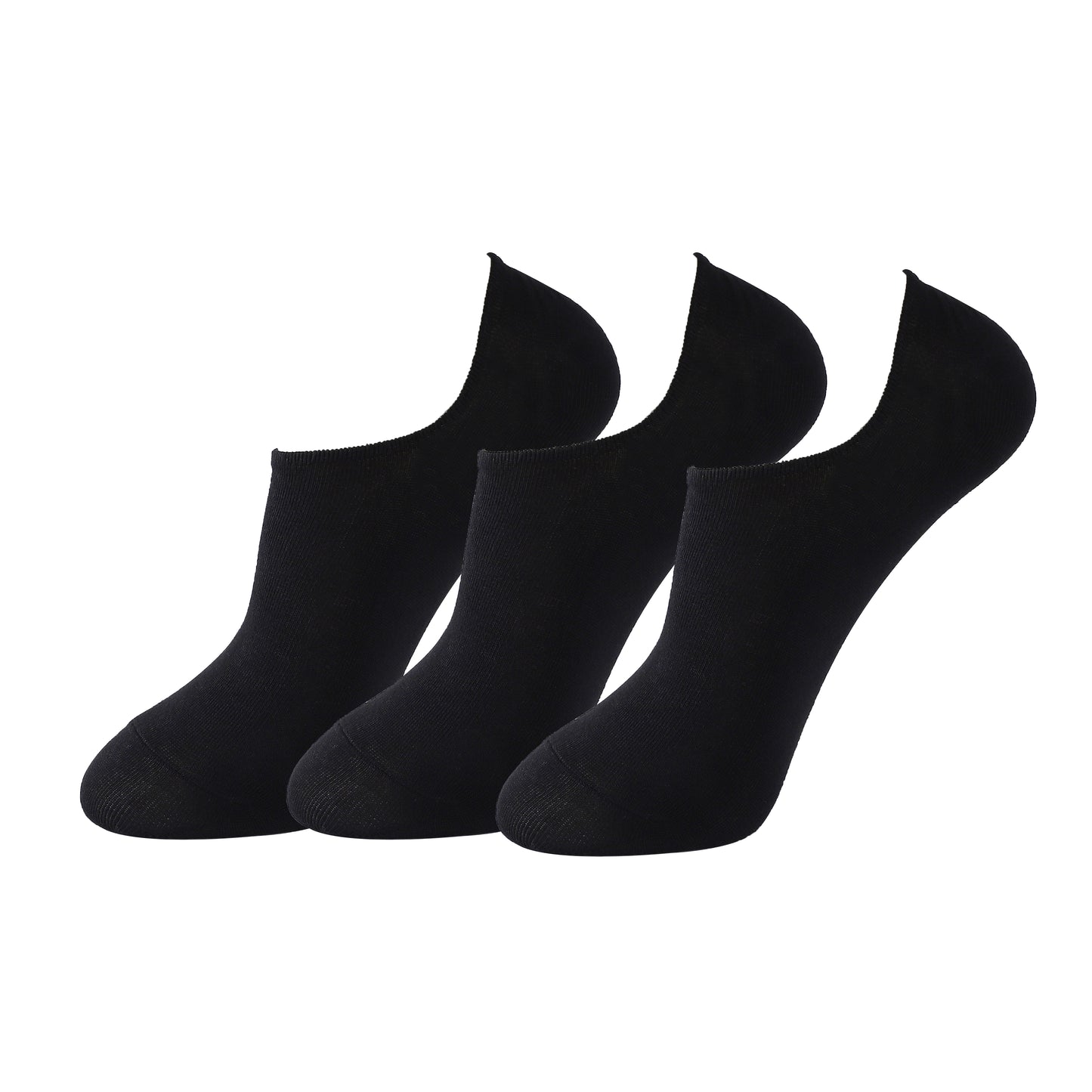 Mens No Show Socks - Plain Black (12 Pairs)