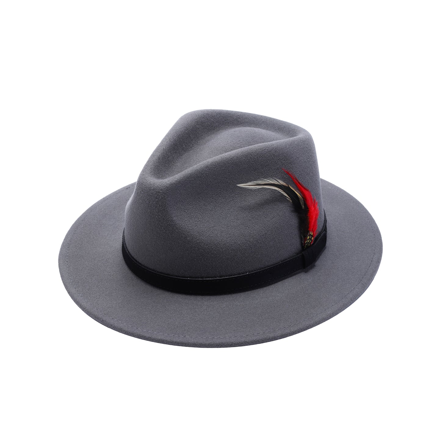 Premium Australian Wool Water Resistant Crushable Fedora Hat - Grey