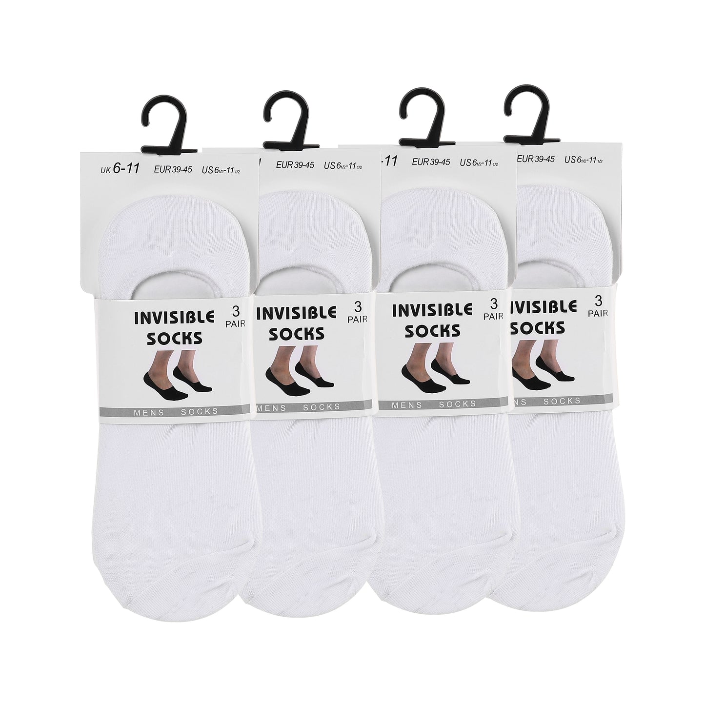 Mens No Show Socks - Plain White (12 Pairs)