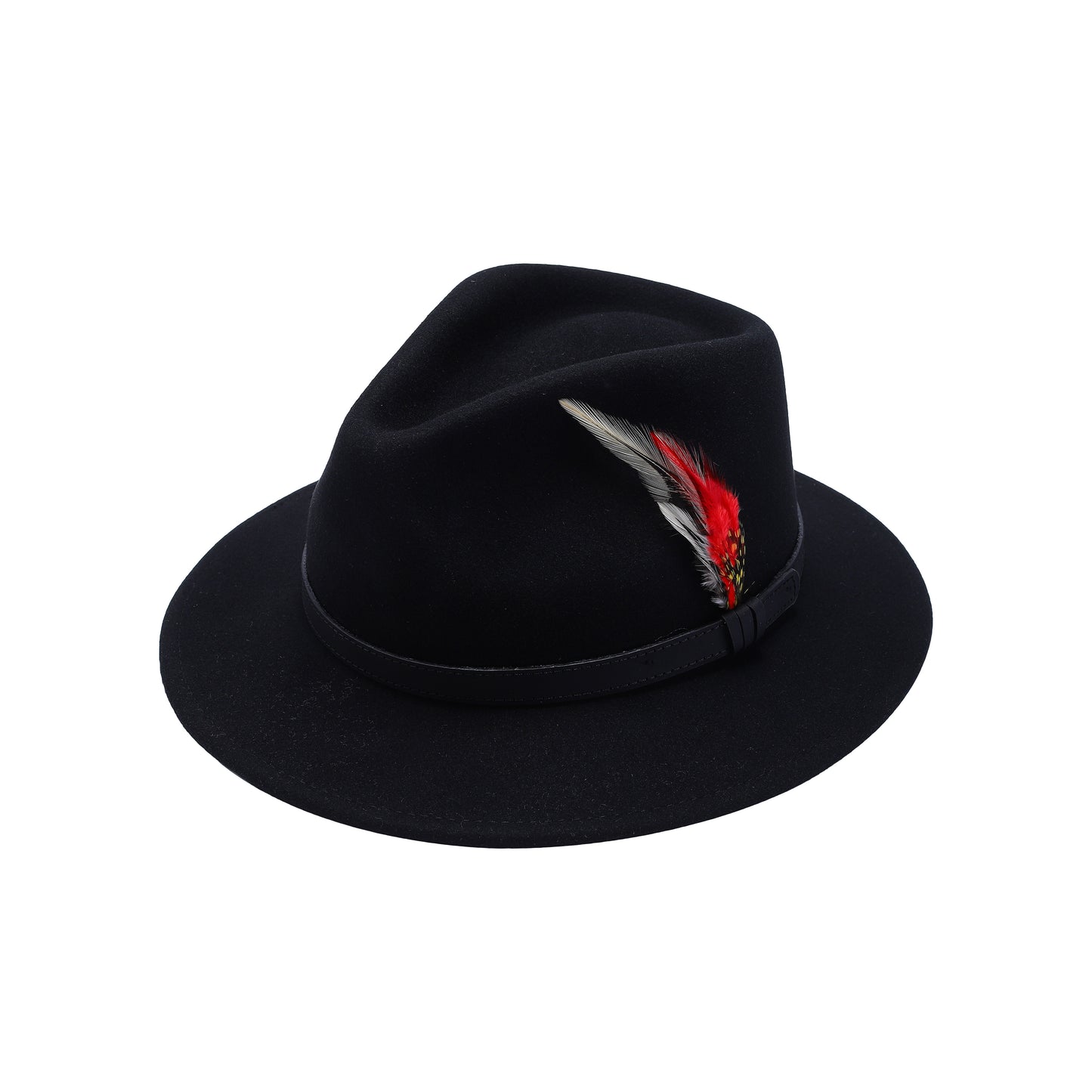 Premium Australian Wool Water Resistant Crushable Fedora Hat - Black