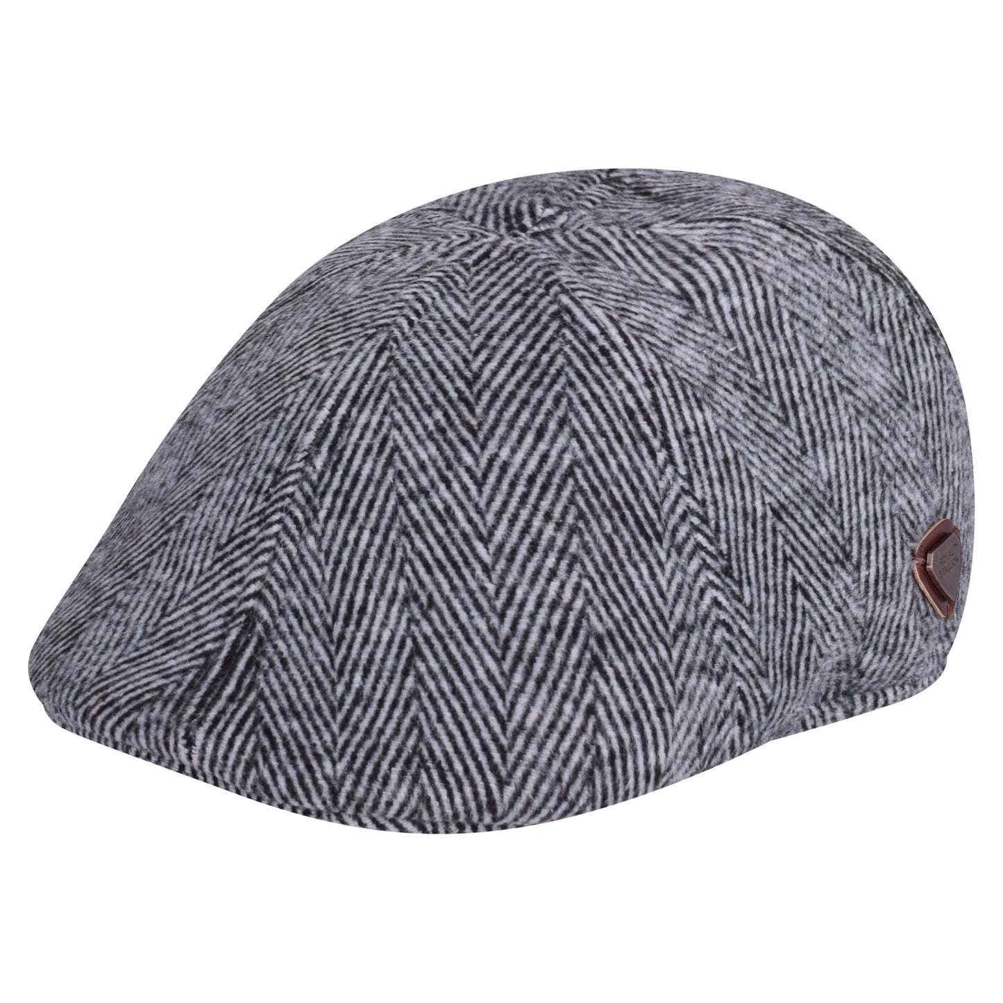 Royal Stallion Duckbill 6 Panel Flat Cap - B&W Herringbone
