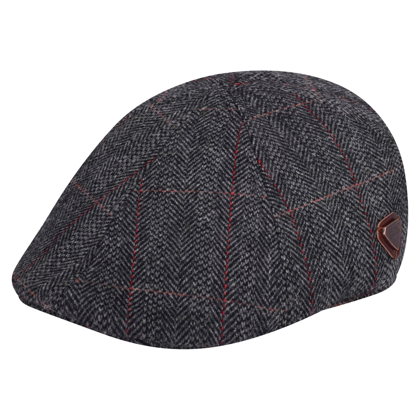 Royal Stallion Duckbill 6 Panel Flat Cap - Charcoal Check