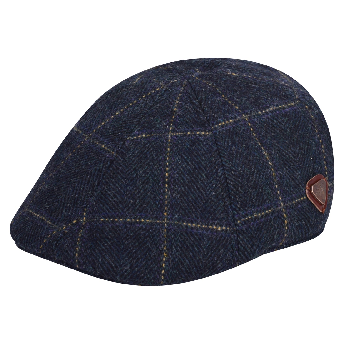 Royal Stallion Duckbill 6 Panel Flat Cap - Navy Blue Check