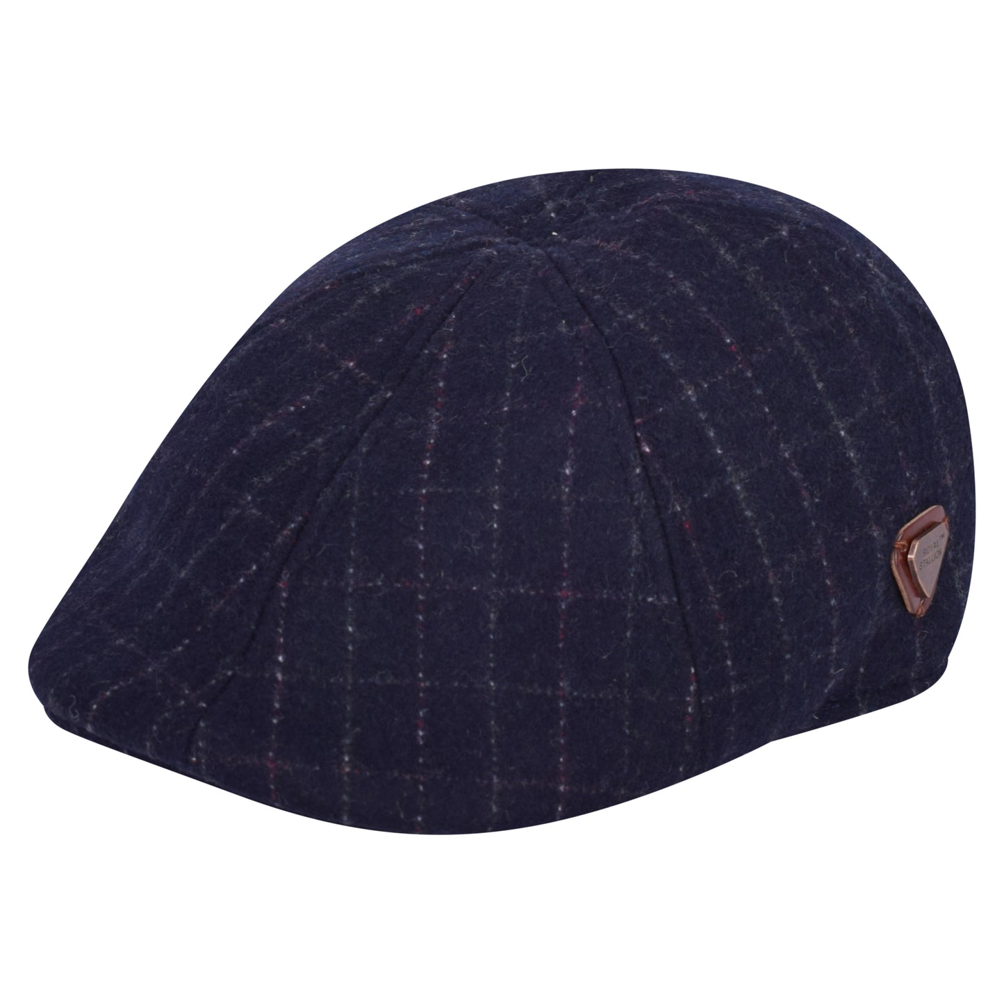 Royal Stallion Duckbill 6 Panel Flat Cap - Dark Navy Check