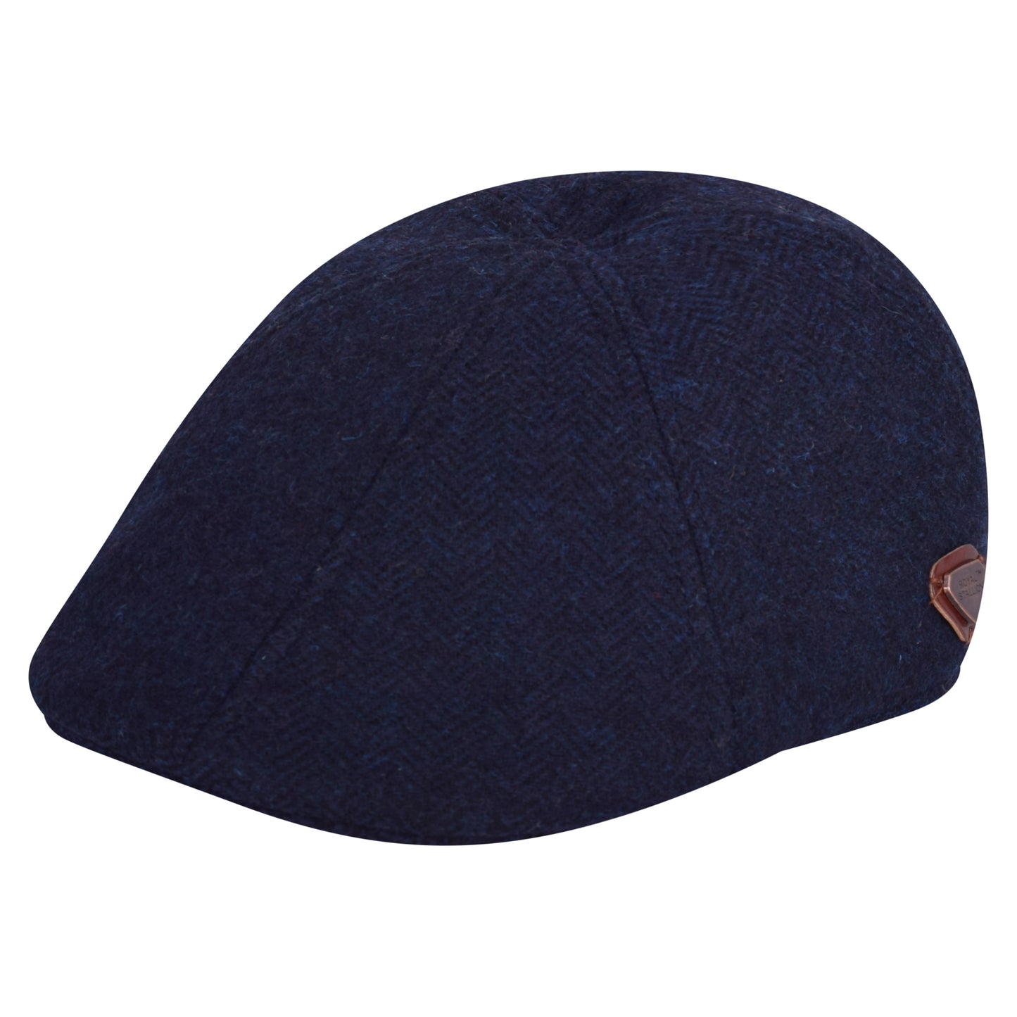 Royal Stallion Duckbill 6 Panel Flat Cap - Dark Navy Herringbone
