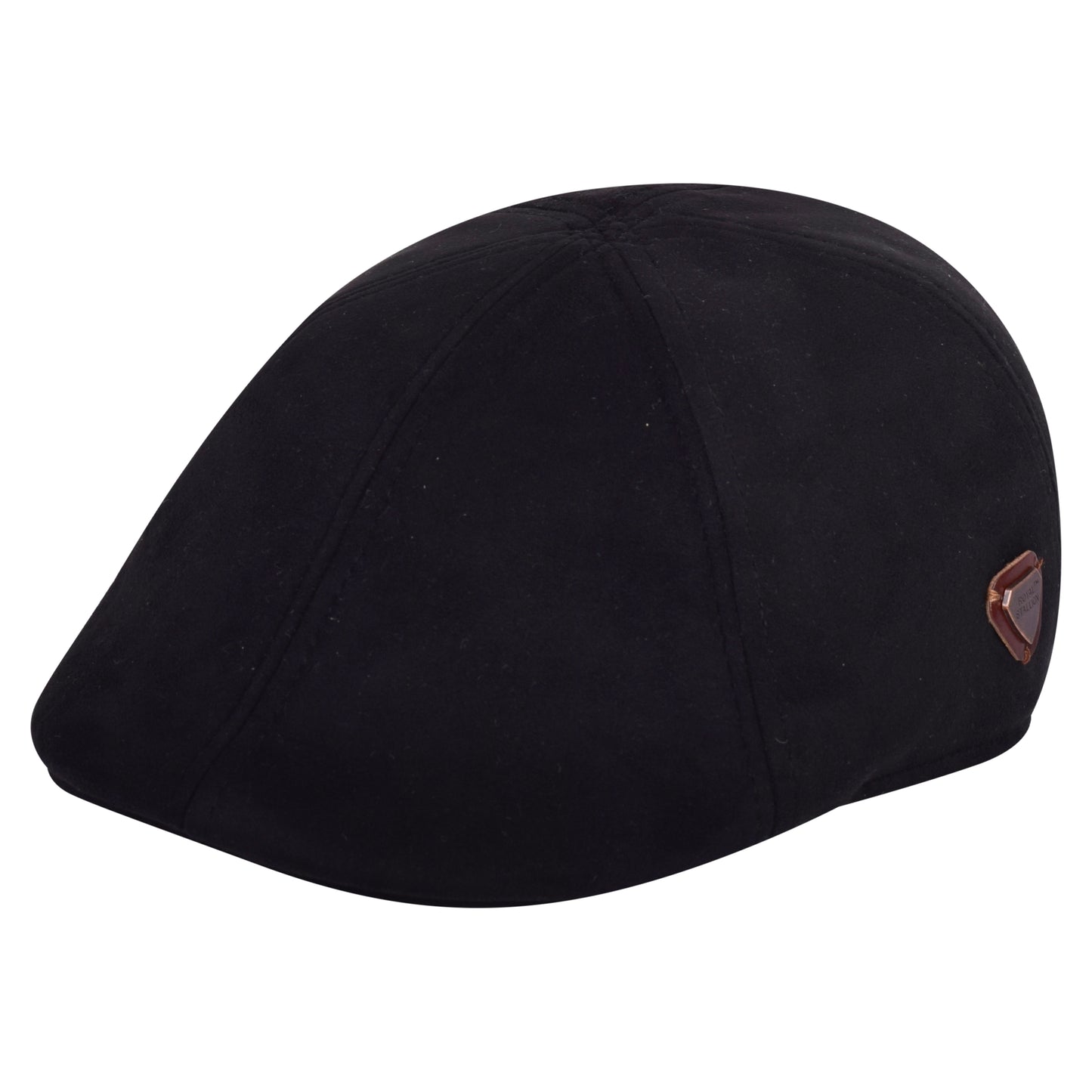 Royal Stallion Duckbill 6 Panel Flat Cap - Black Suede