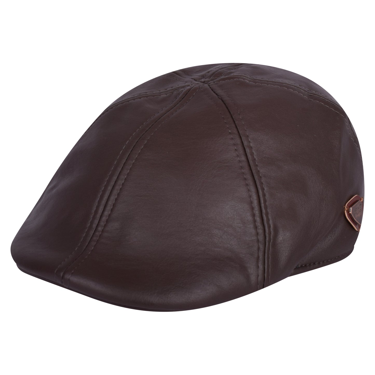 Royal Stallion Duckbill 6 Panel Flat Cap - Brown Faux Leather