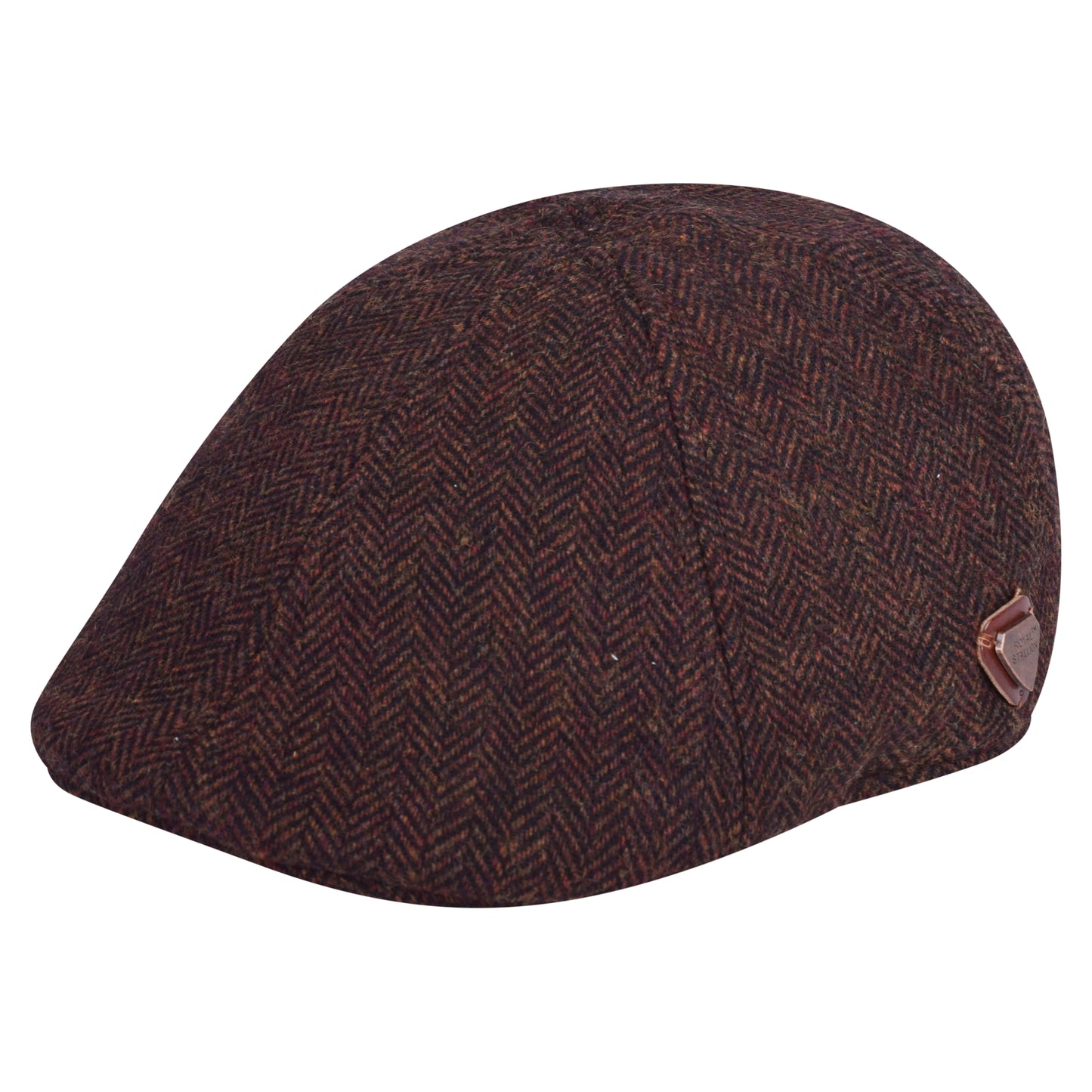 Royal Stallion Duckbill 6 Panel Flat Cap - Brown Herringbone