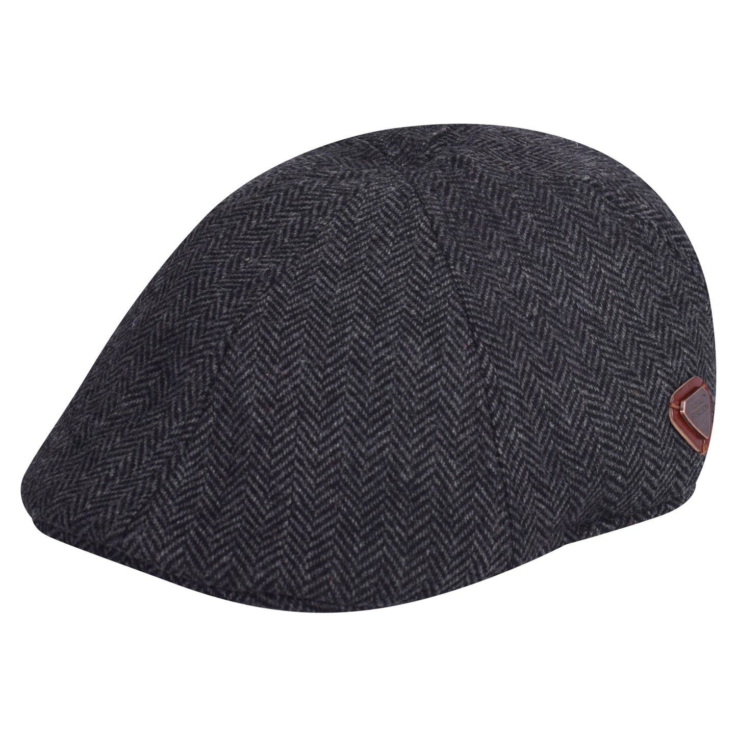 Royal Stallion Duckbill 6 Panel Flat Cap - Charcoal Herringbone