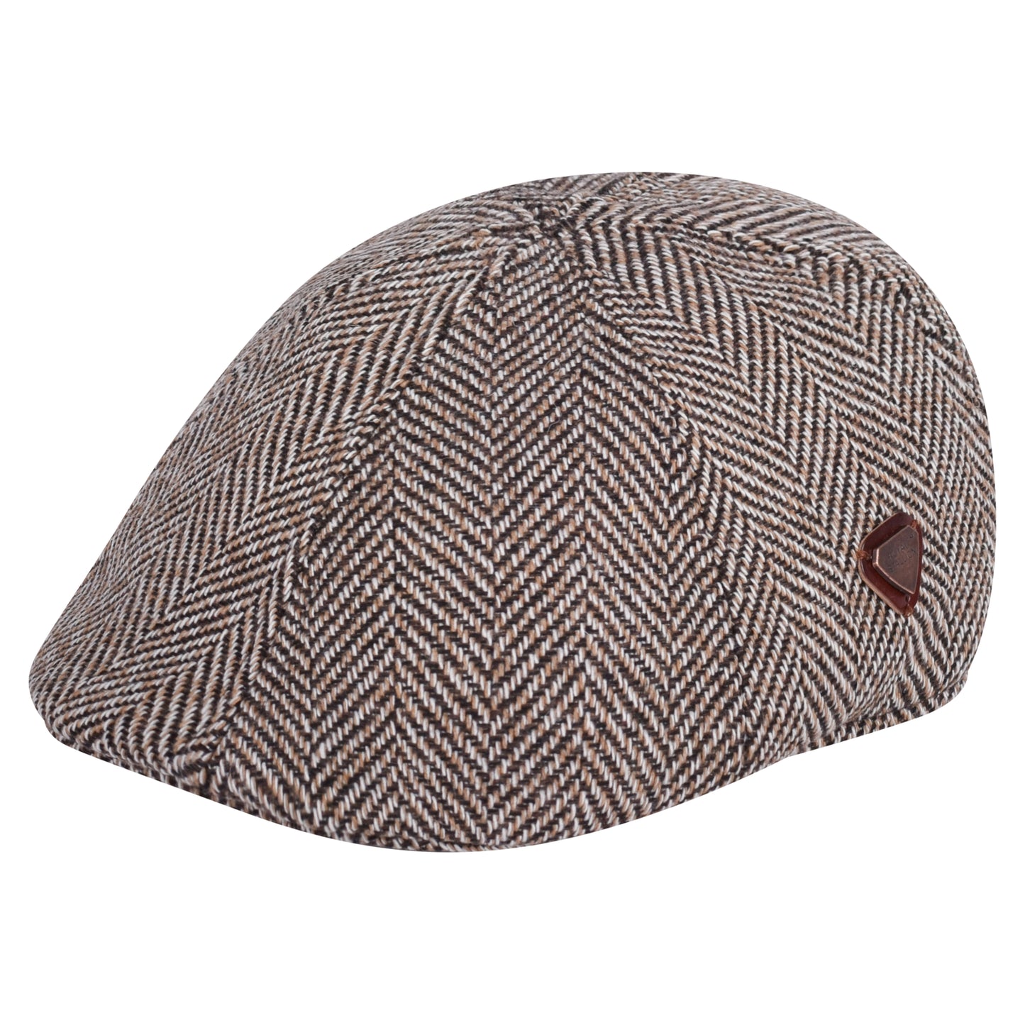 Royal Stallion Duckbill 6 Panel Flat Cap - Dark Beige Herringbone