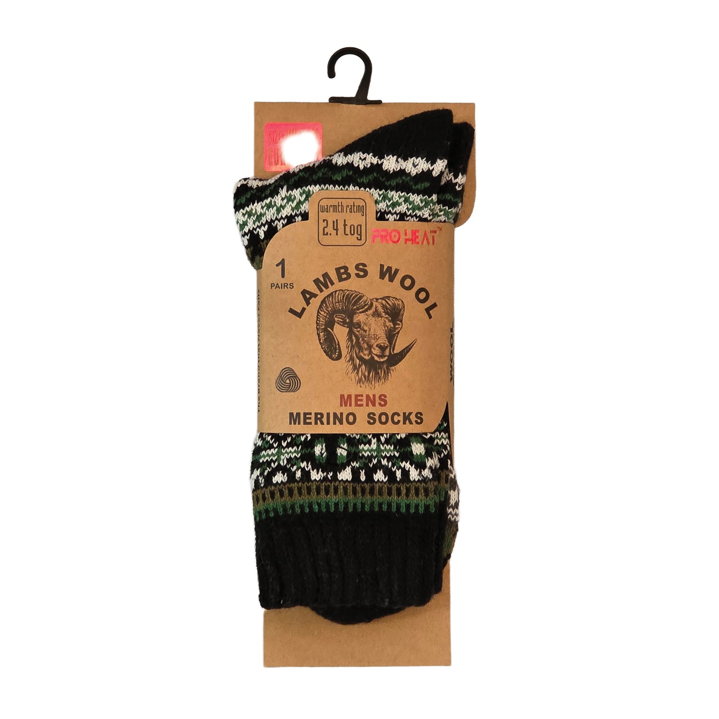 Mens Merino Lambs Wool Socks - Fair Isle Snowflake (12 Pairs)
