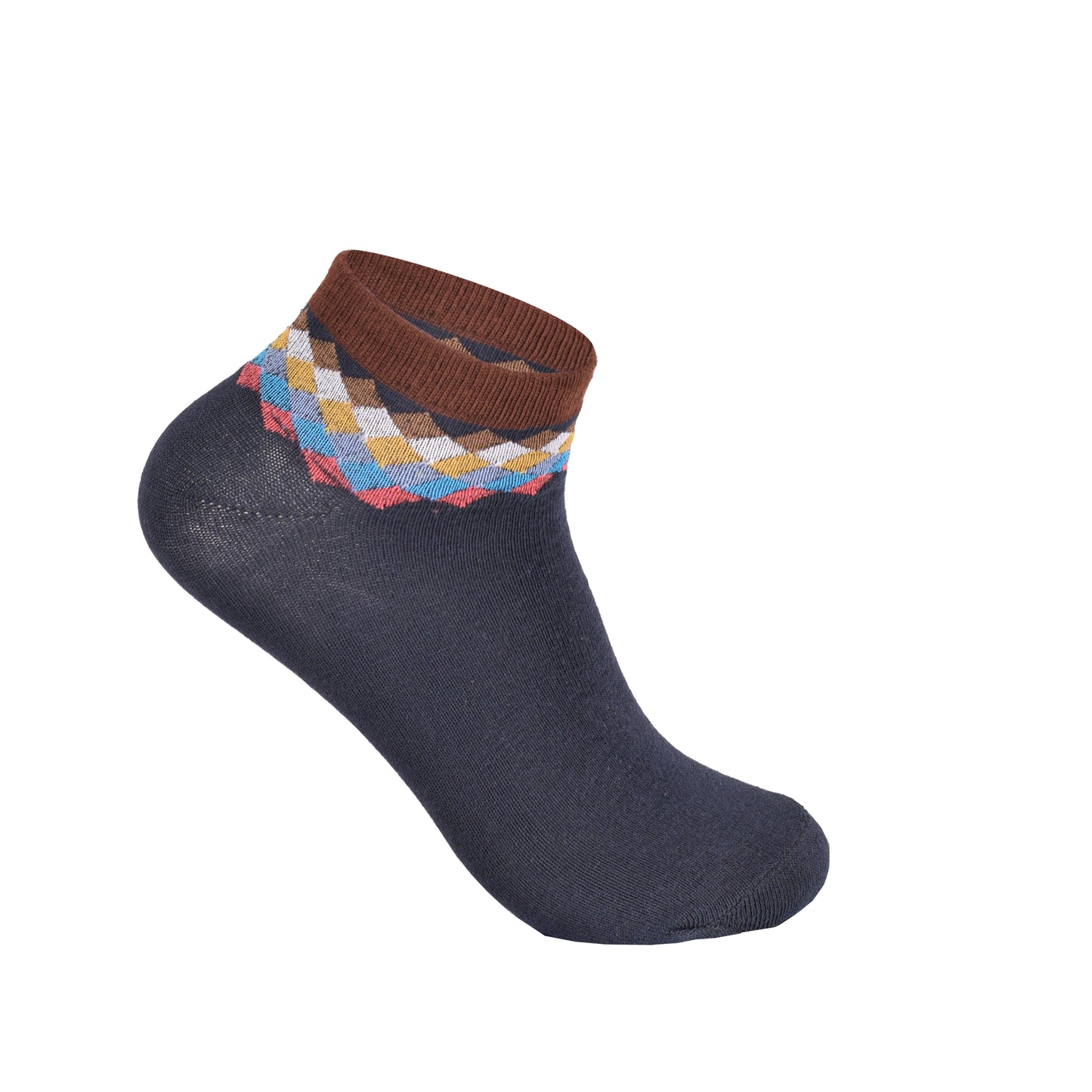 Mens Trainer Socks - Assorted Diamond Pattern (12 Pairs)