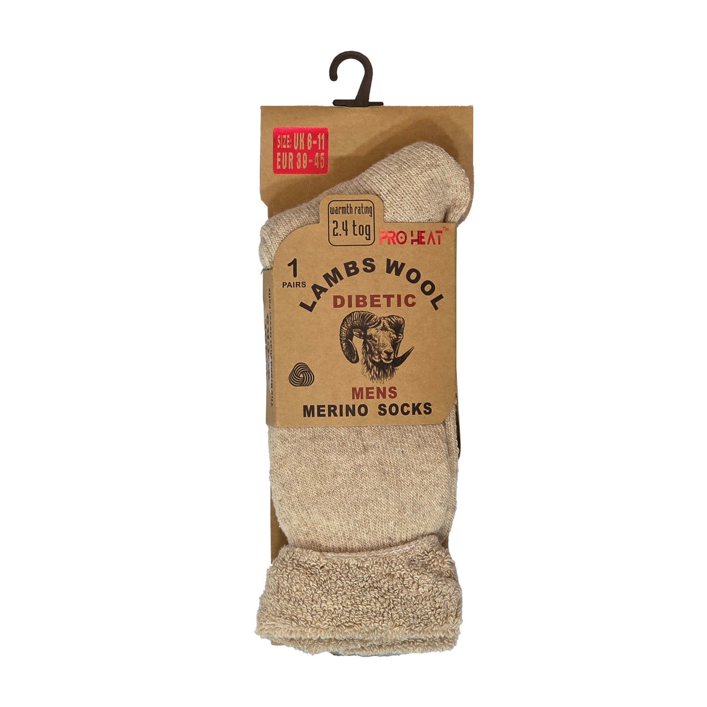 Mens Diabetic Merino Lambs Wool Socks - Assorted (12 Pairs)