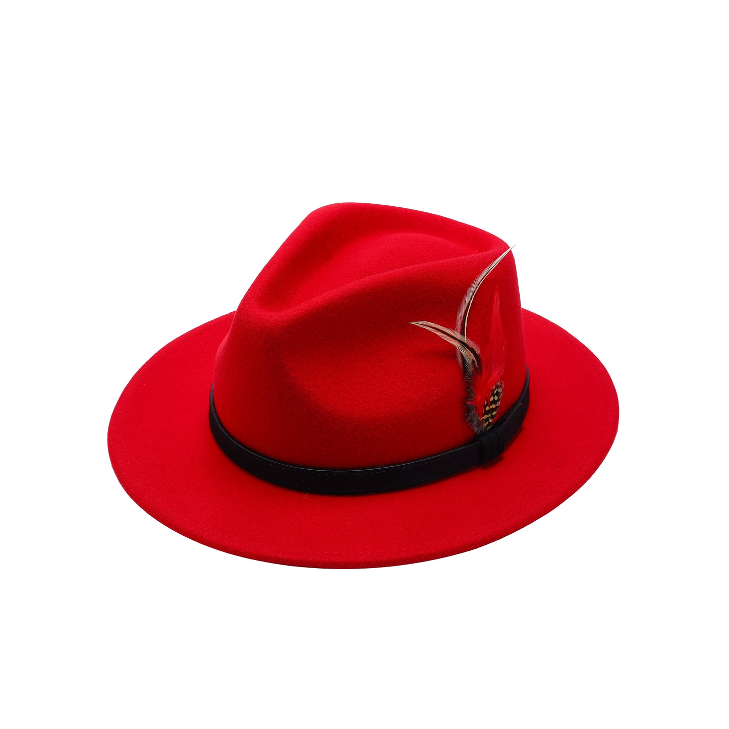 Premium Australian Wool Water Resistant Crushable Fedora Hat - Red