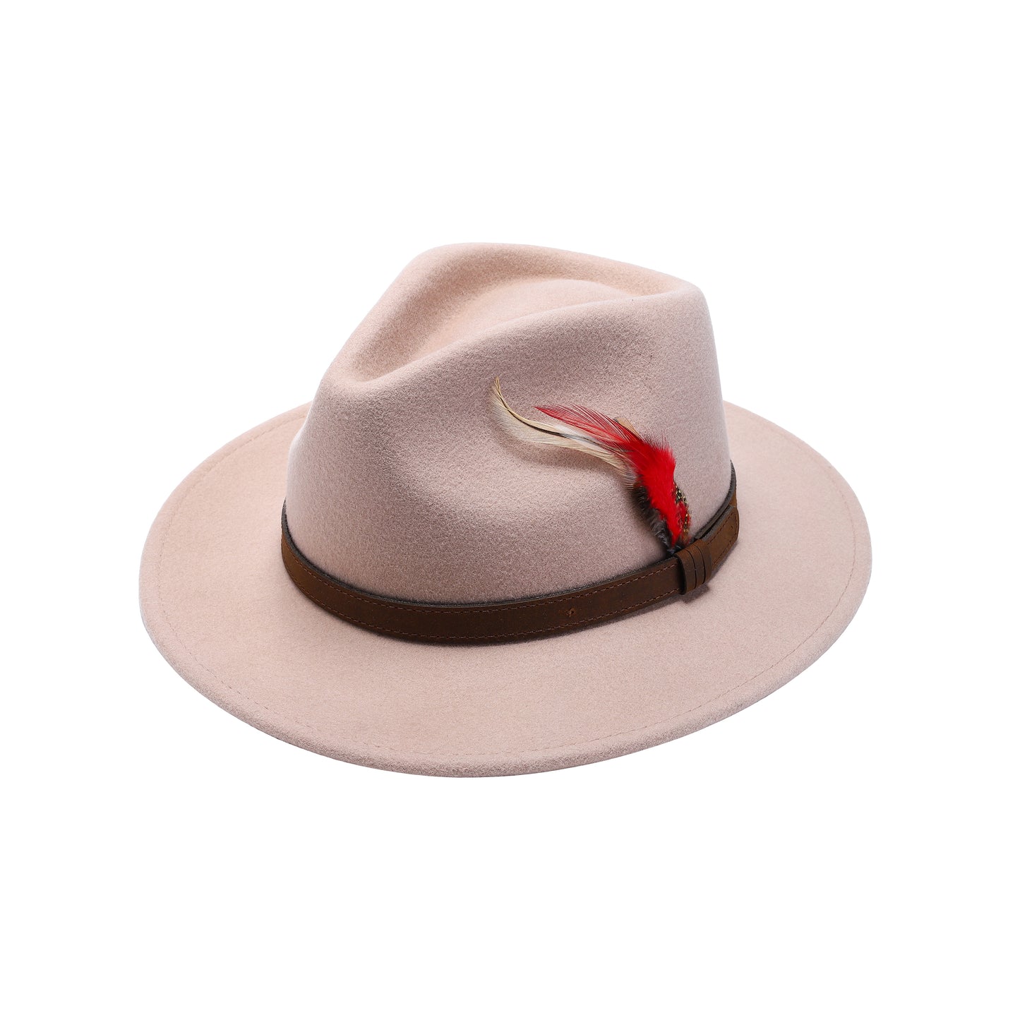 Premium Australian Wool Water Resistant Crushable Fedora Hat - Beige