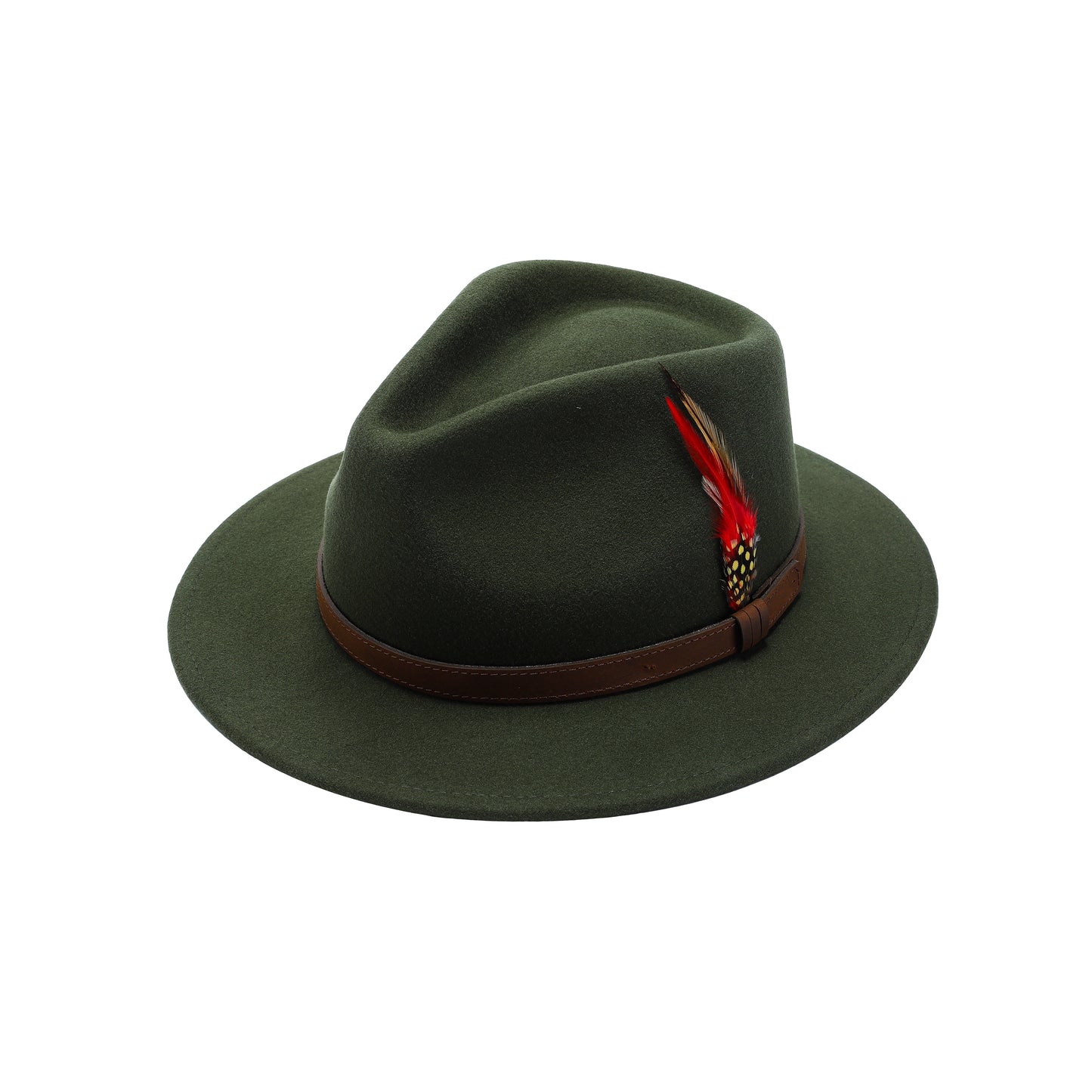 Premium Australian Wool Water Resistant Crushable Fedora Hat - Olive Green