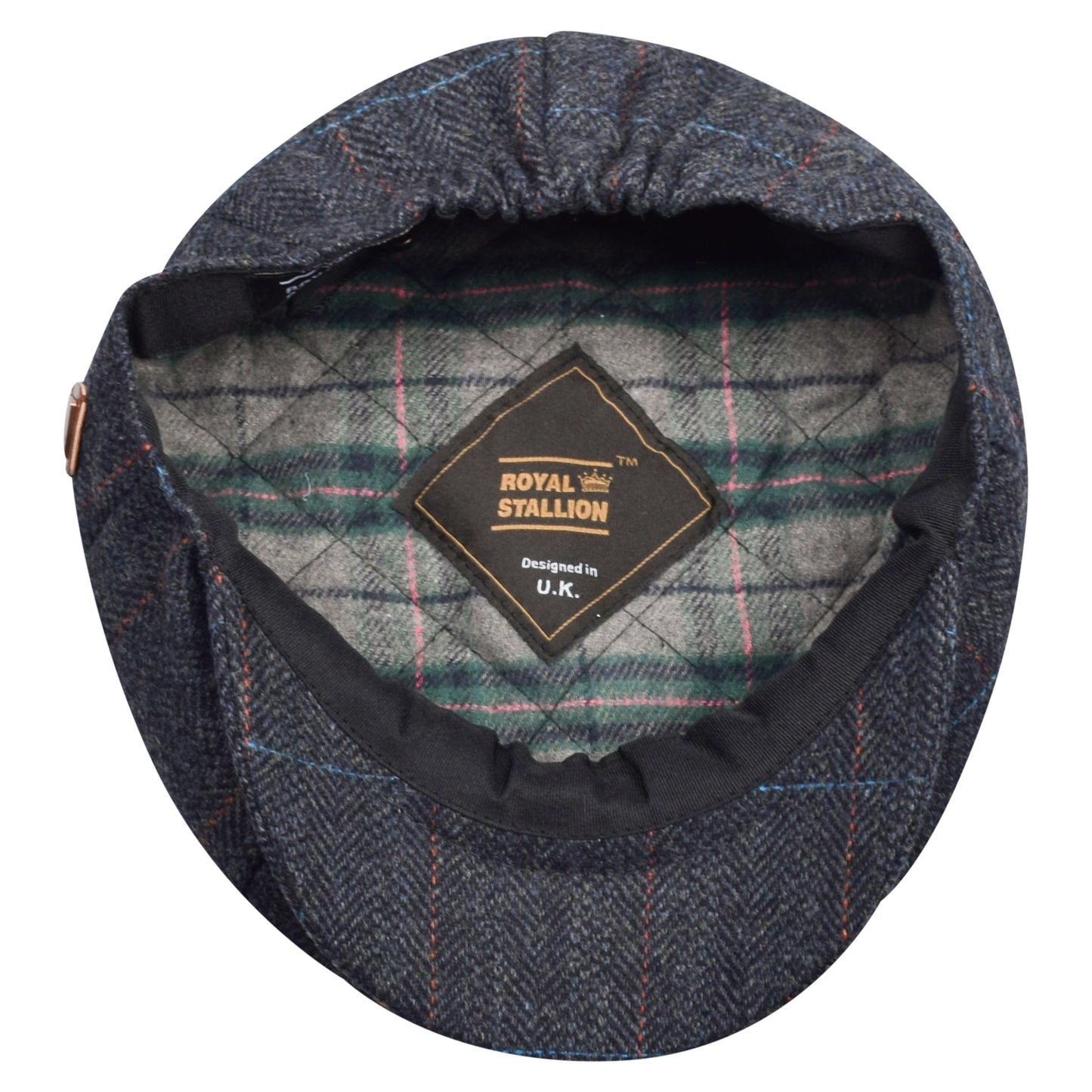 Classic 8 Piece Newsboy Cap - Blue Check (One Size)