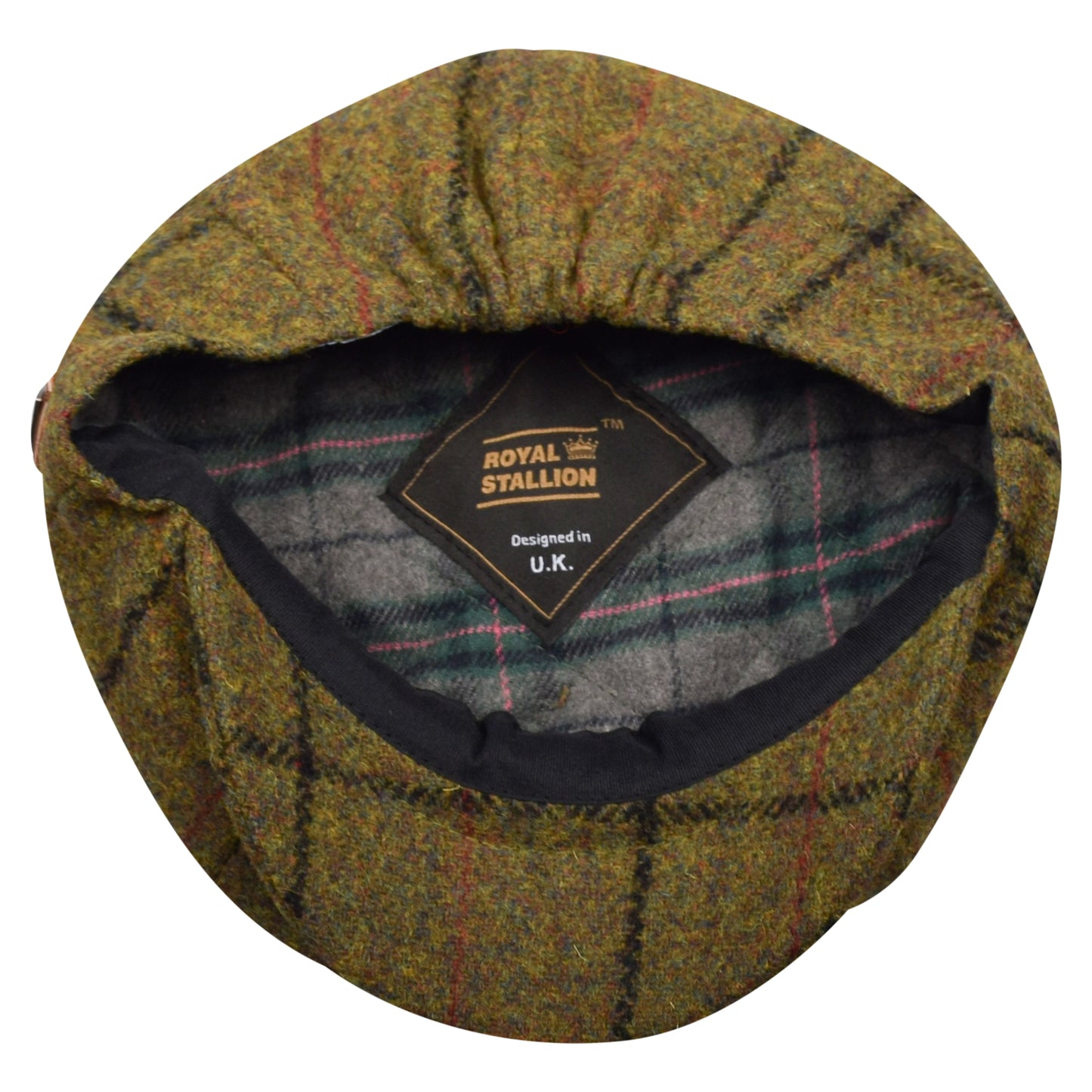 Classic 8 Piece Newsboy Cap - Green Check (One Size)