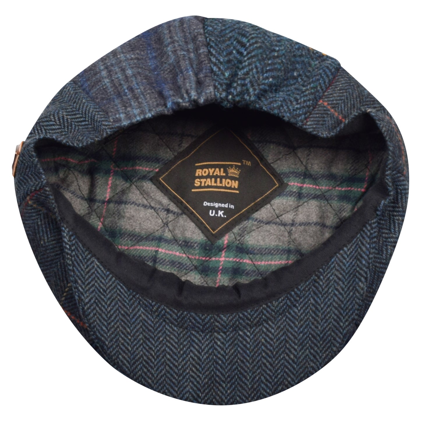 Classic 8 Piece Newsboy Cap - Navy Multi Patchwork (One Size)