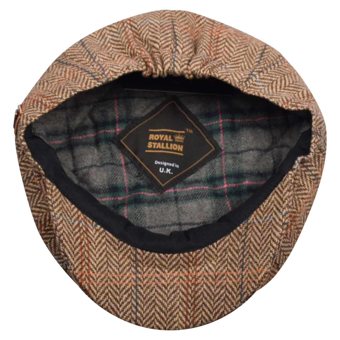 Classic 8 Piece Newsboy Cap - Beige Check (One Size)