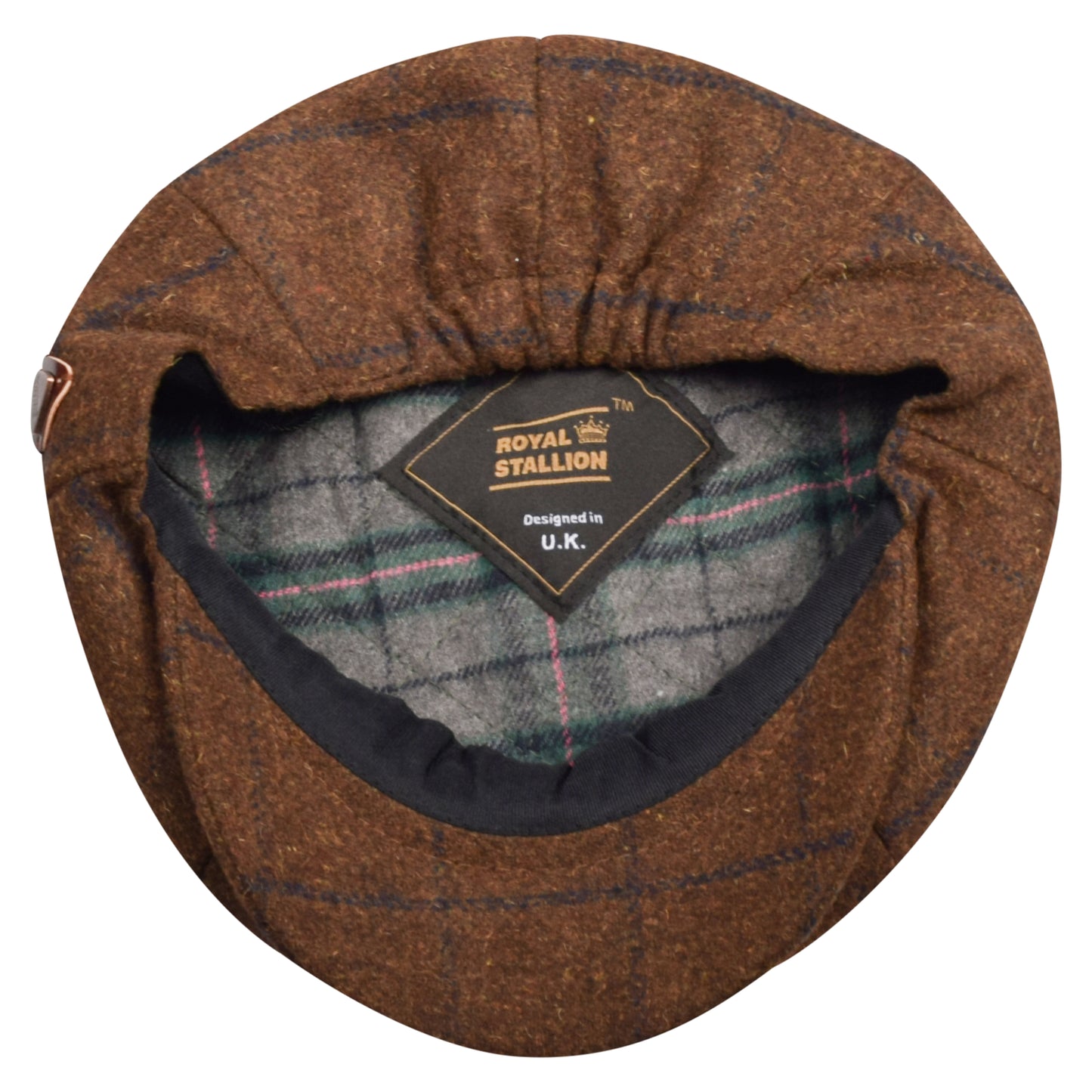 Classic 8 Piece Newsboy Cap - Brown Check (One Size)