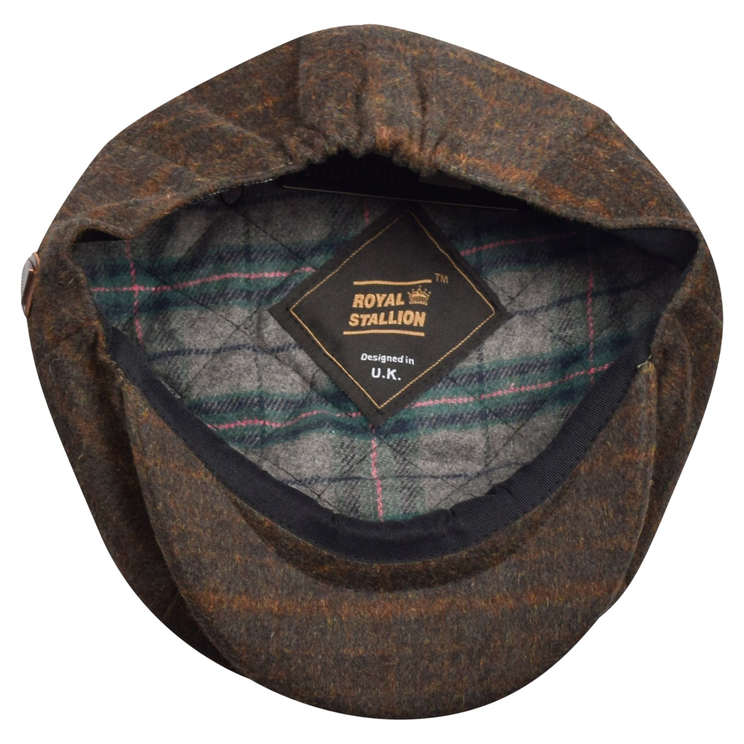 Classic 8 Piece Newsboy Cap - Brown & Orange Check (One Size)