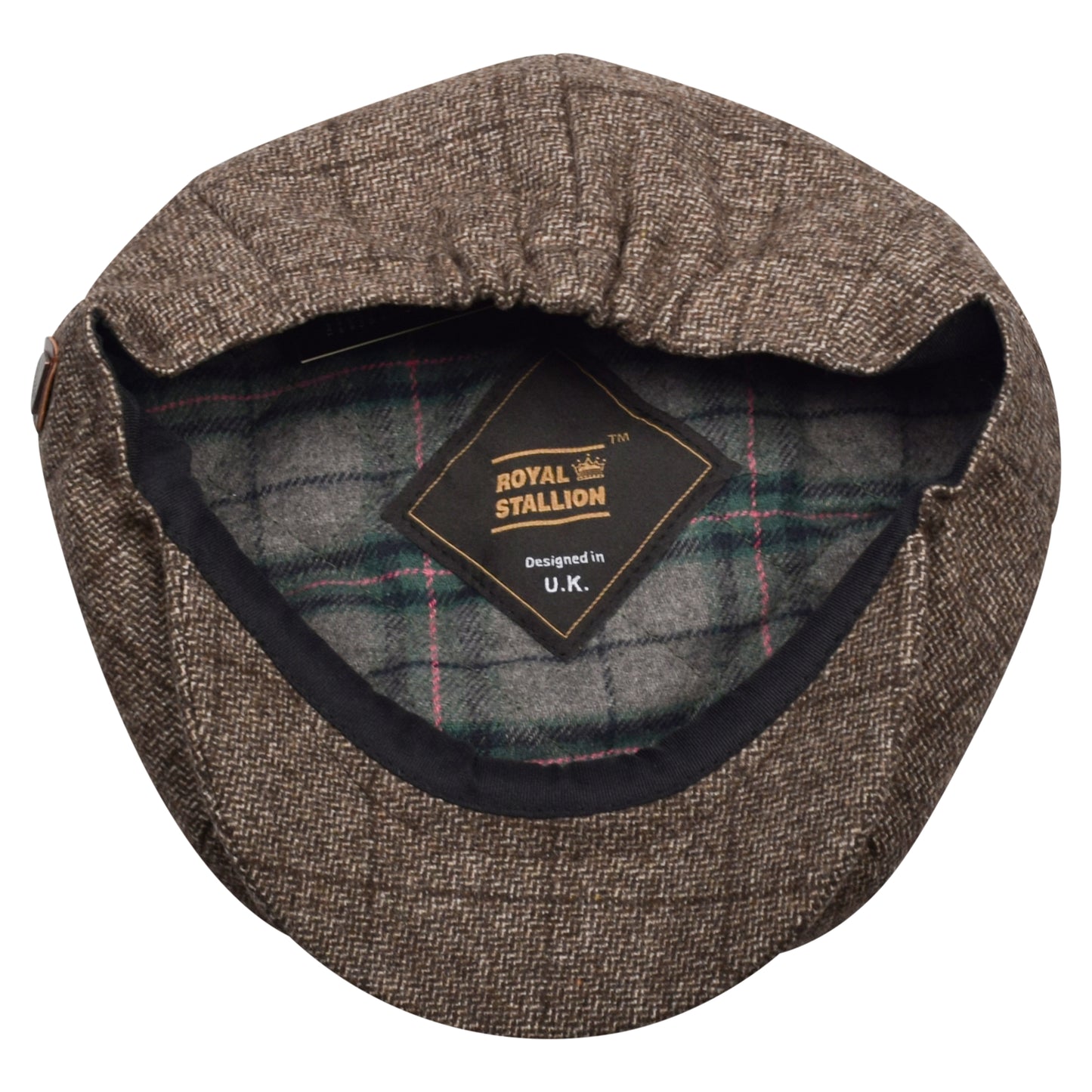 Classic 8 Piece Newsboy Cap - Khaki Check (One Size)