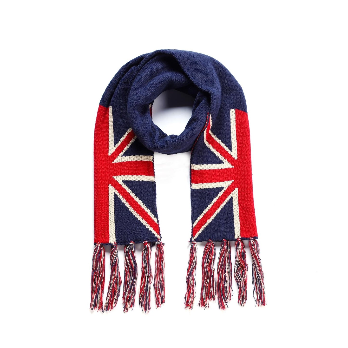 Mens Supersoft Luxury Knitted 'His Majesty's Jack' Union Jack Scarves with tassels