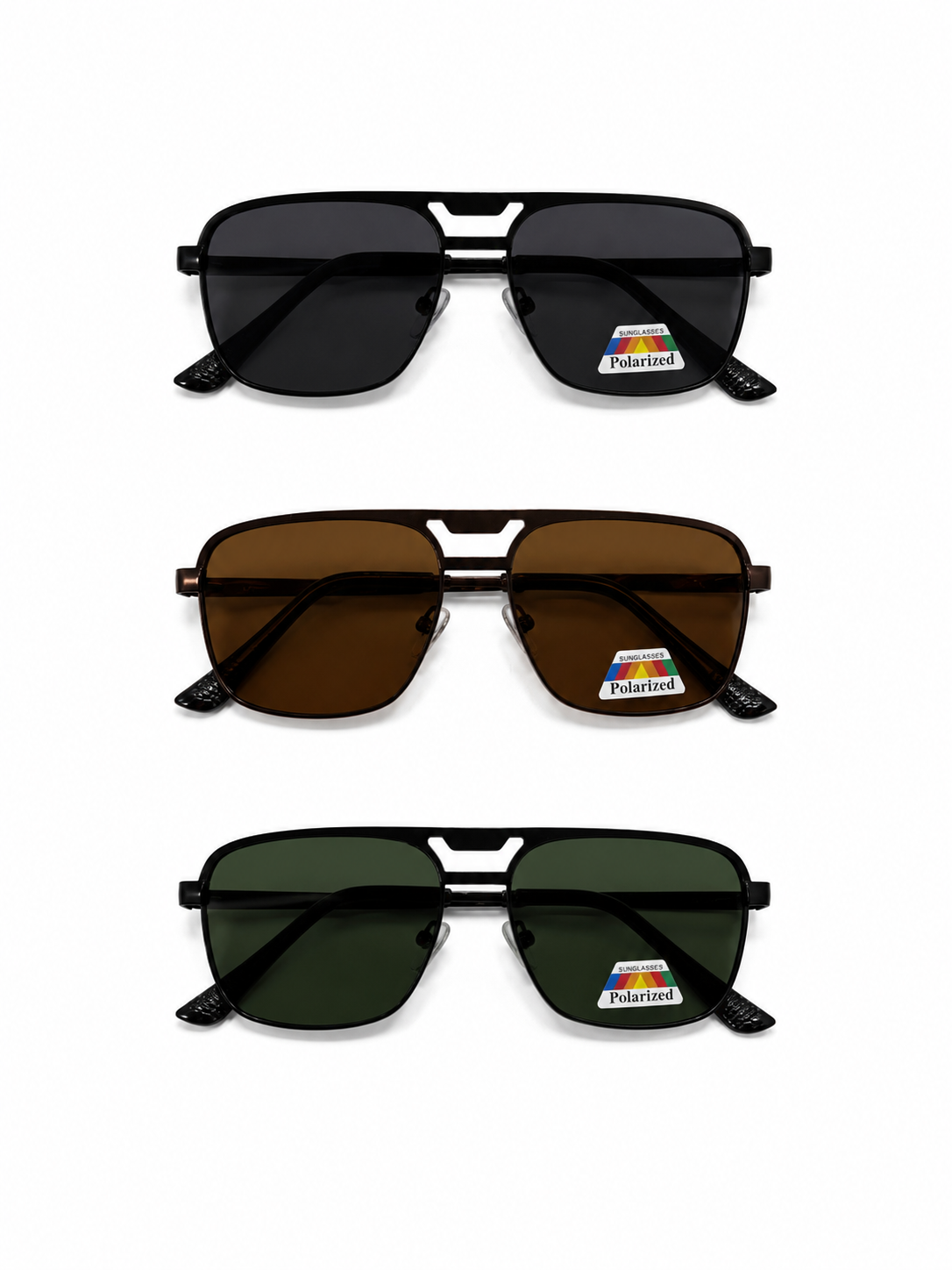 Polarized Double Bridged Navigator Sunglasses - MSG-30 (12 Units)
