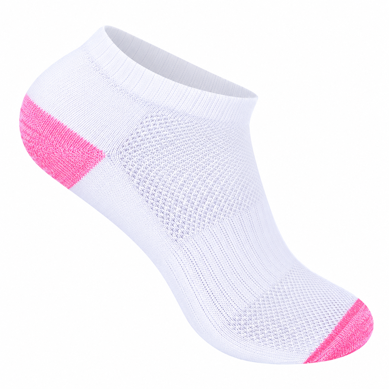 Ladies Cushioned Trainer Socks - White-Contrast Heel/Toe (12 Pairs)