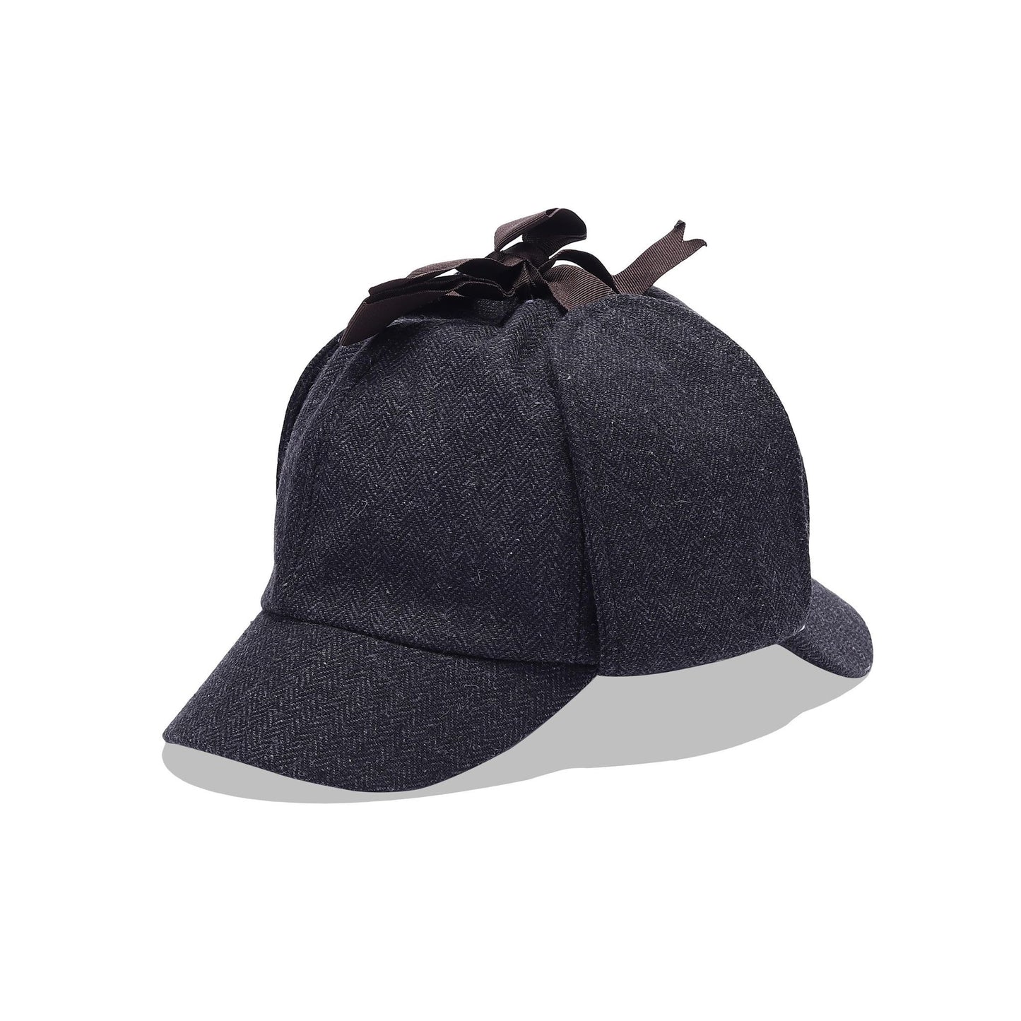 Classic Traditional Sherlock Holmes Deerstalker Hat - Charcoal Herringbone