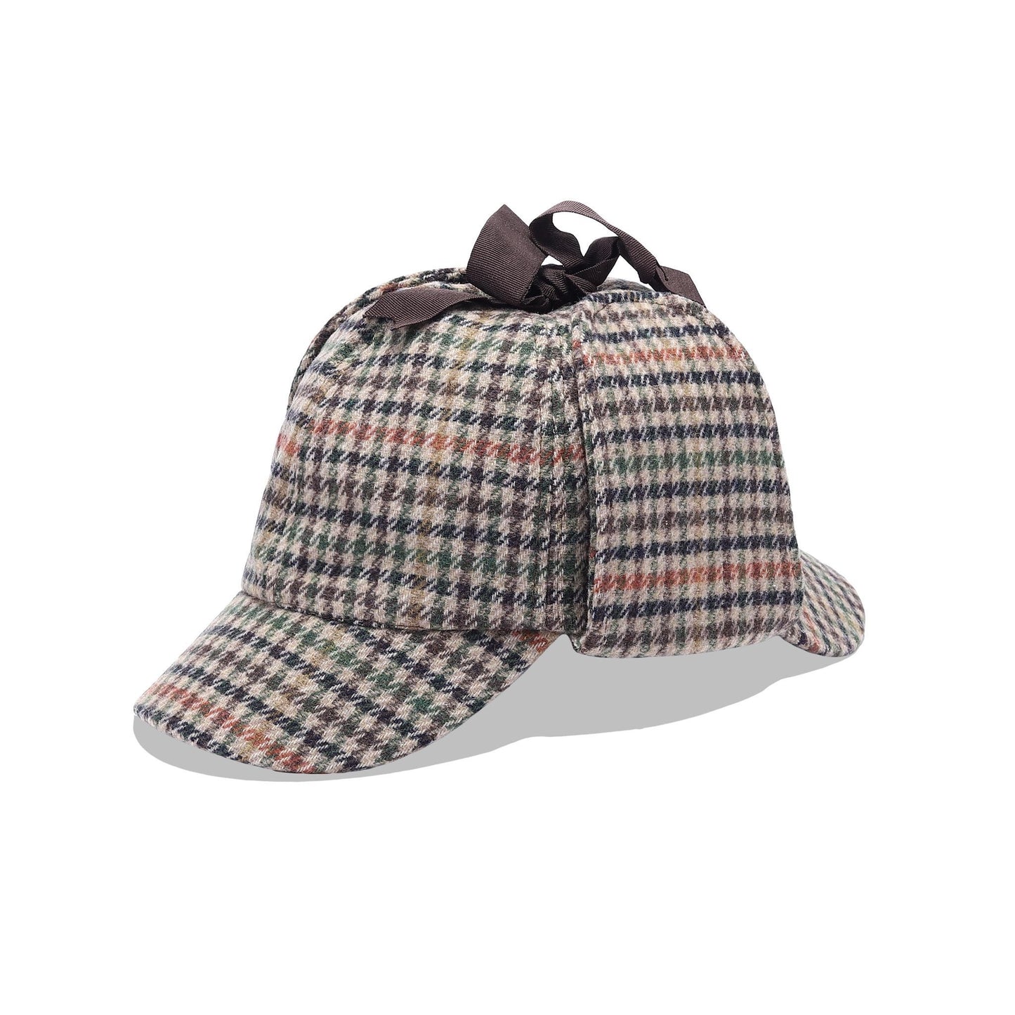 Classic Traditional Sherlock Holmes Deerstalker Hat - Houndstooth