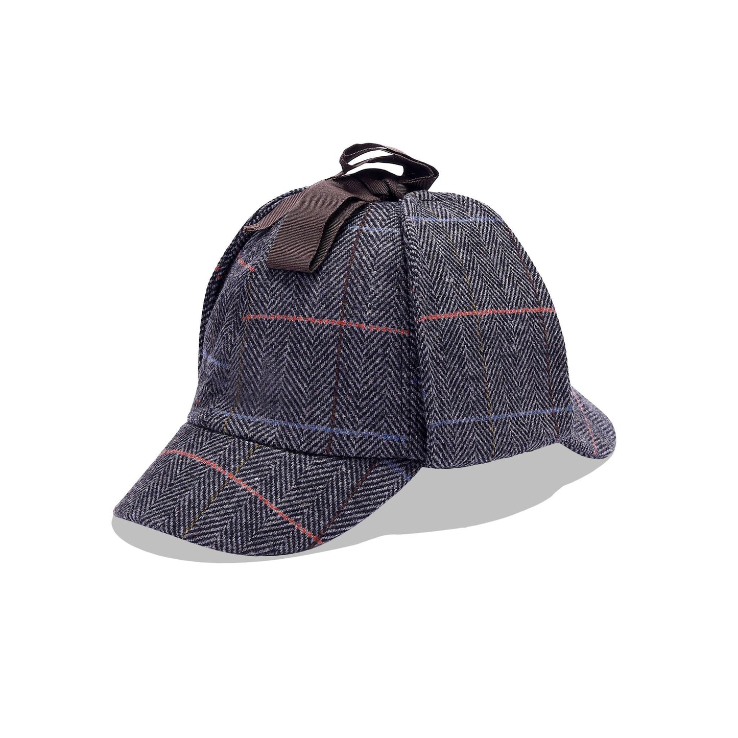 Classic Traditional Sherlock Holmes Deerstalker Hat - Grey Check