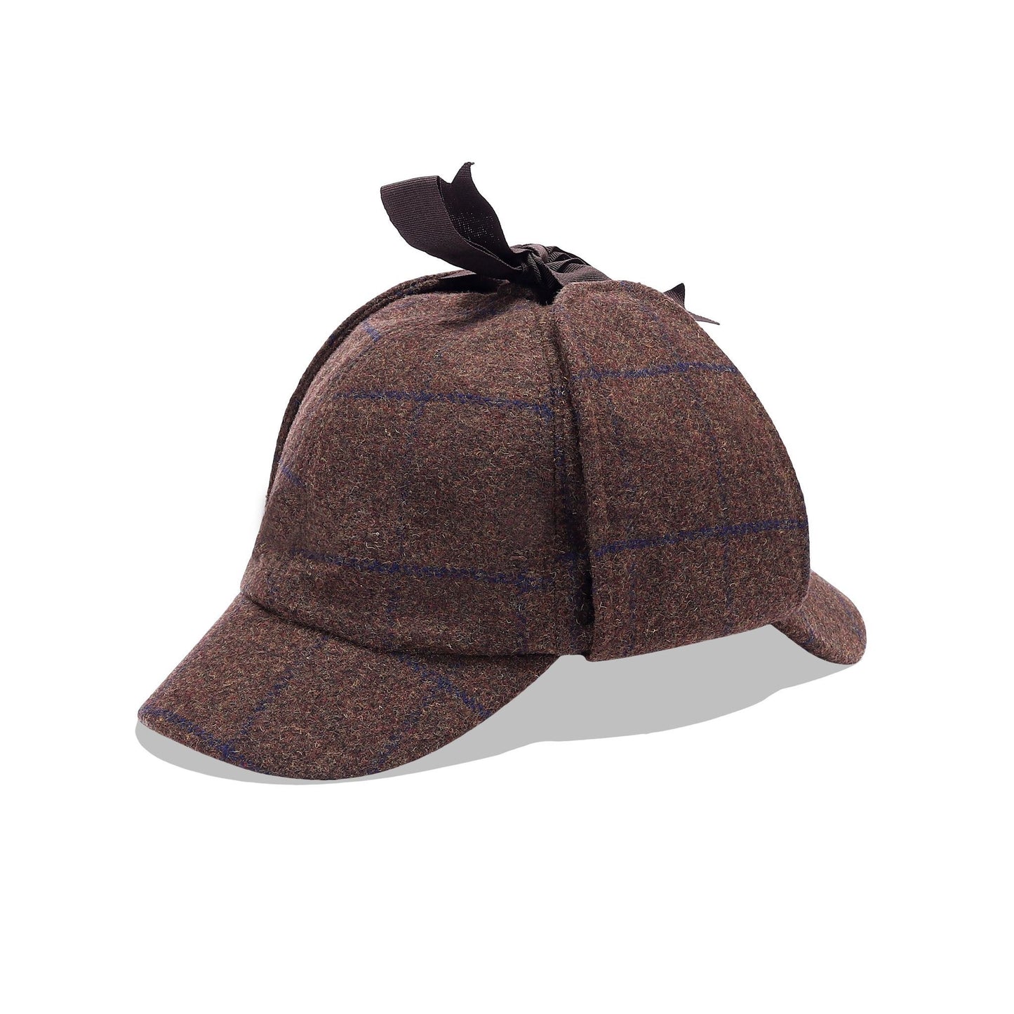 Classic Traditional Sherlock Holmes Deerstalker Hat - Brown Check