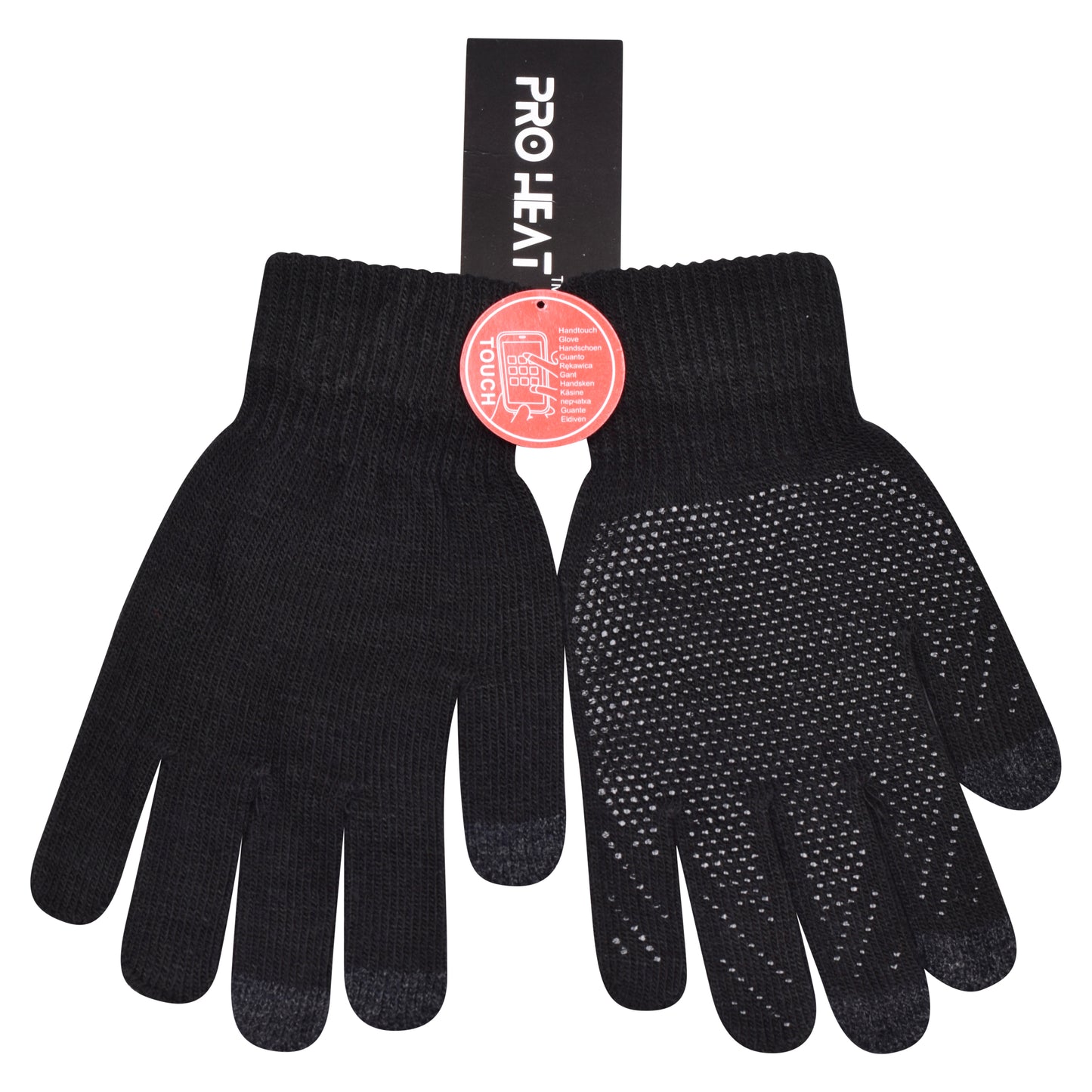 Unisex Touchscreen Pro Heat Gripper Gloves - Black (12 Pairs)