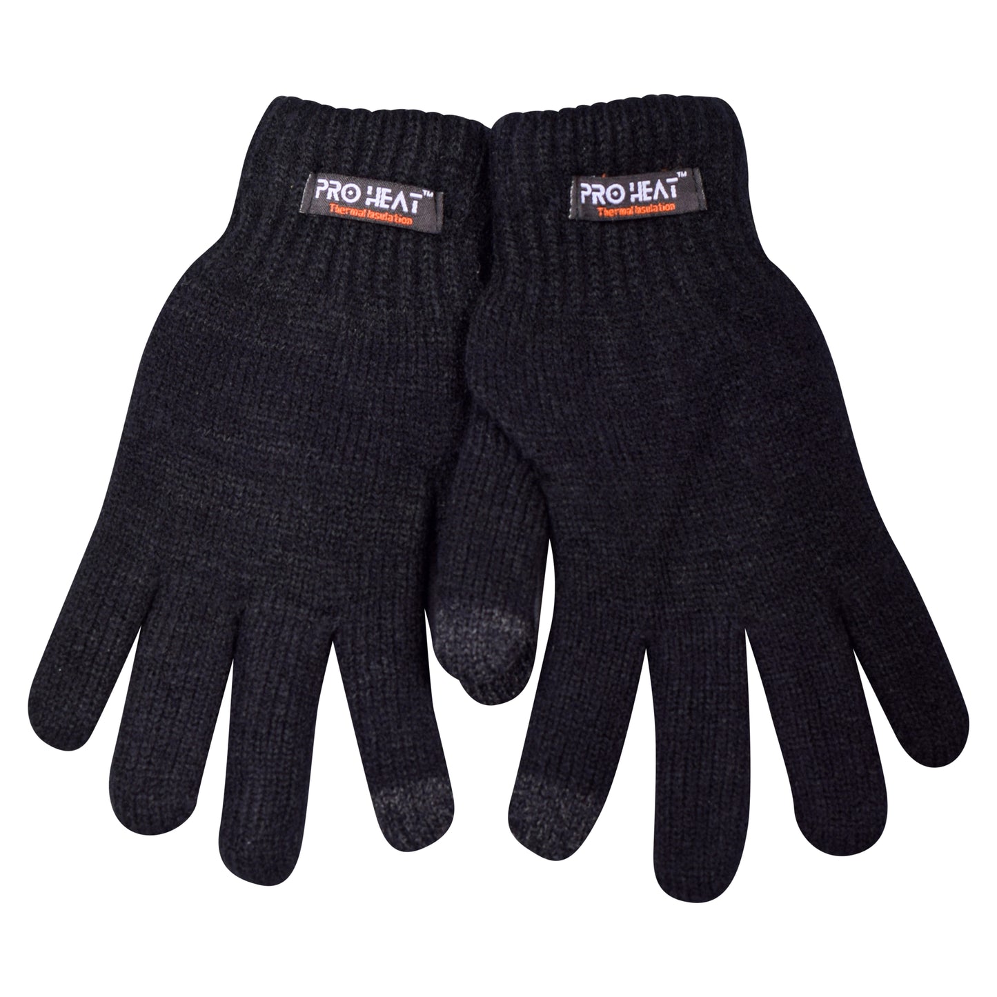 Ladies Thermal Insulated Knitted Gloves - Black (12 Pairs)