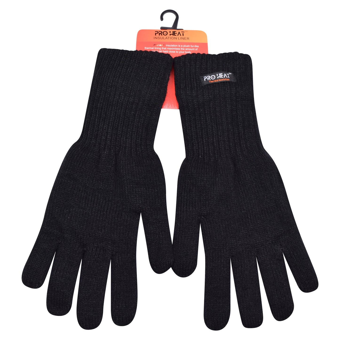Mens Touchscreen Thermal Insulated Gloves with Extra Long Cuff - Black (12 Pairs)