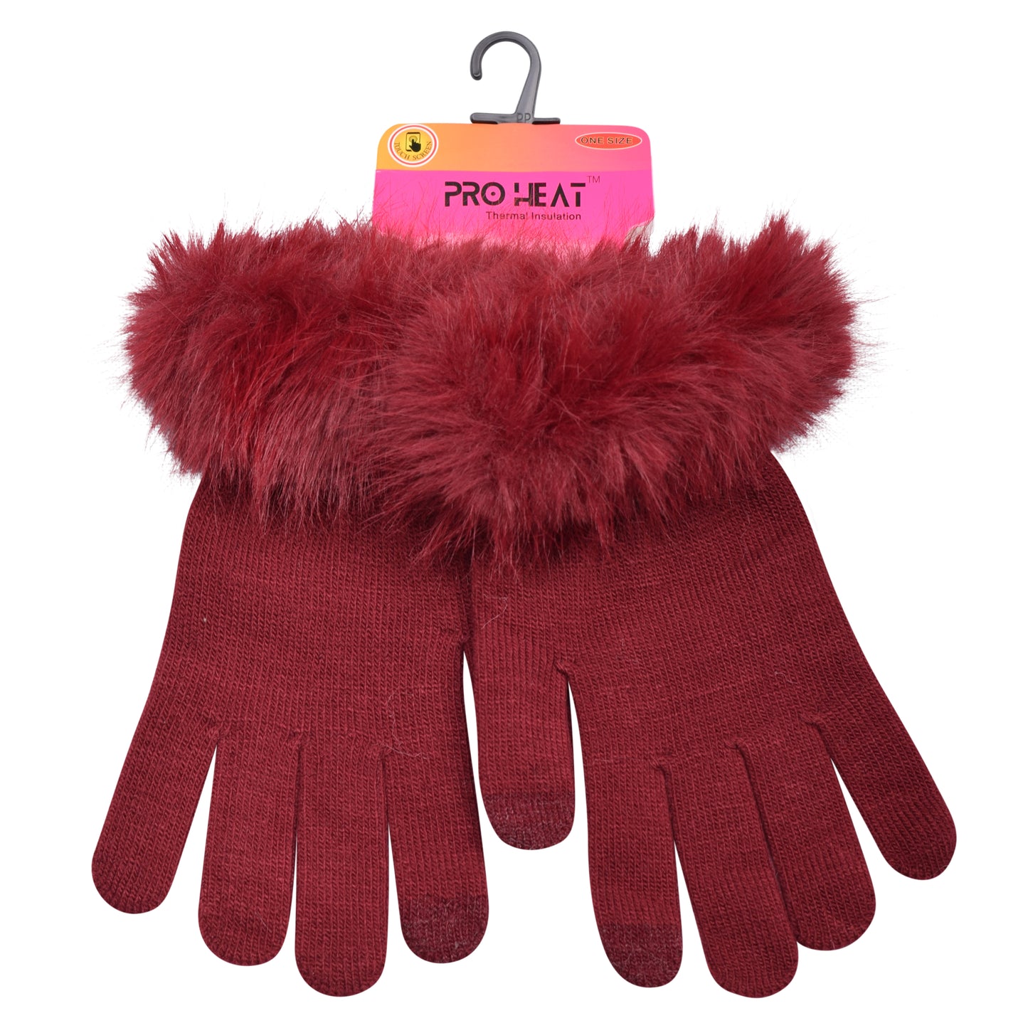 Ladies Knitted Gloves with Fur Trim - Assorted Colours (12 Pairs)