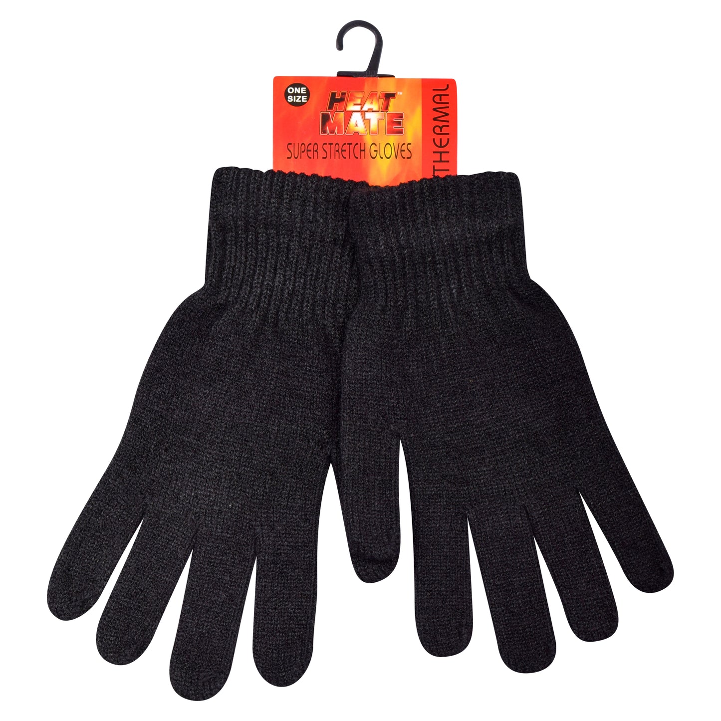 Unisex Super Stretch Heat Gloves - Black (12 Pairs)