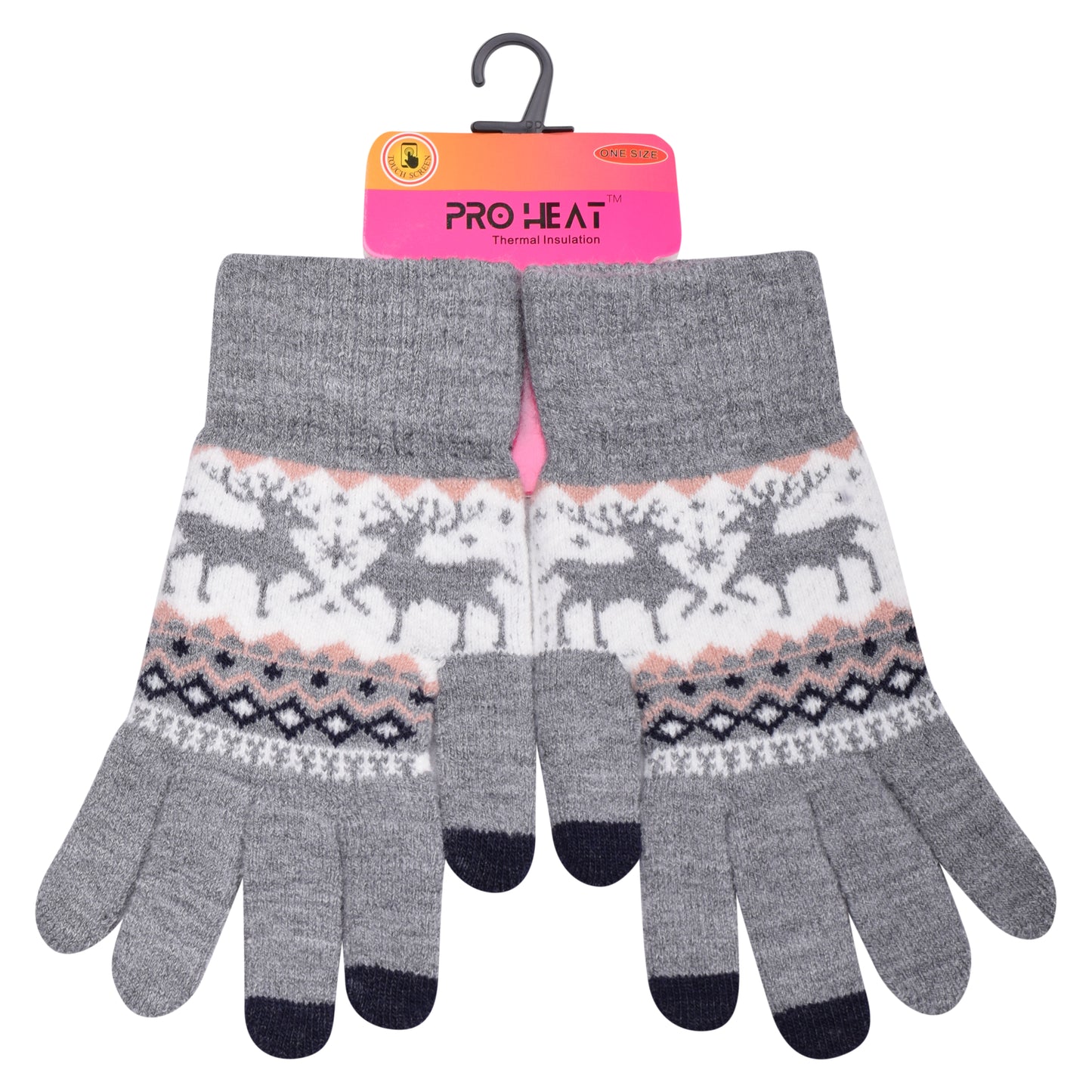 Ladies Reindeer Knitted Gloves - Assorted Colours (12 Pairs)