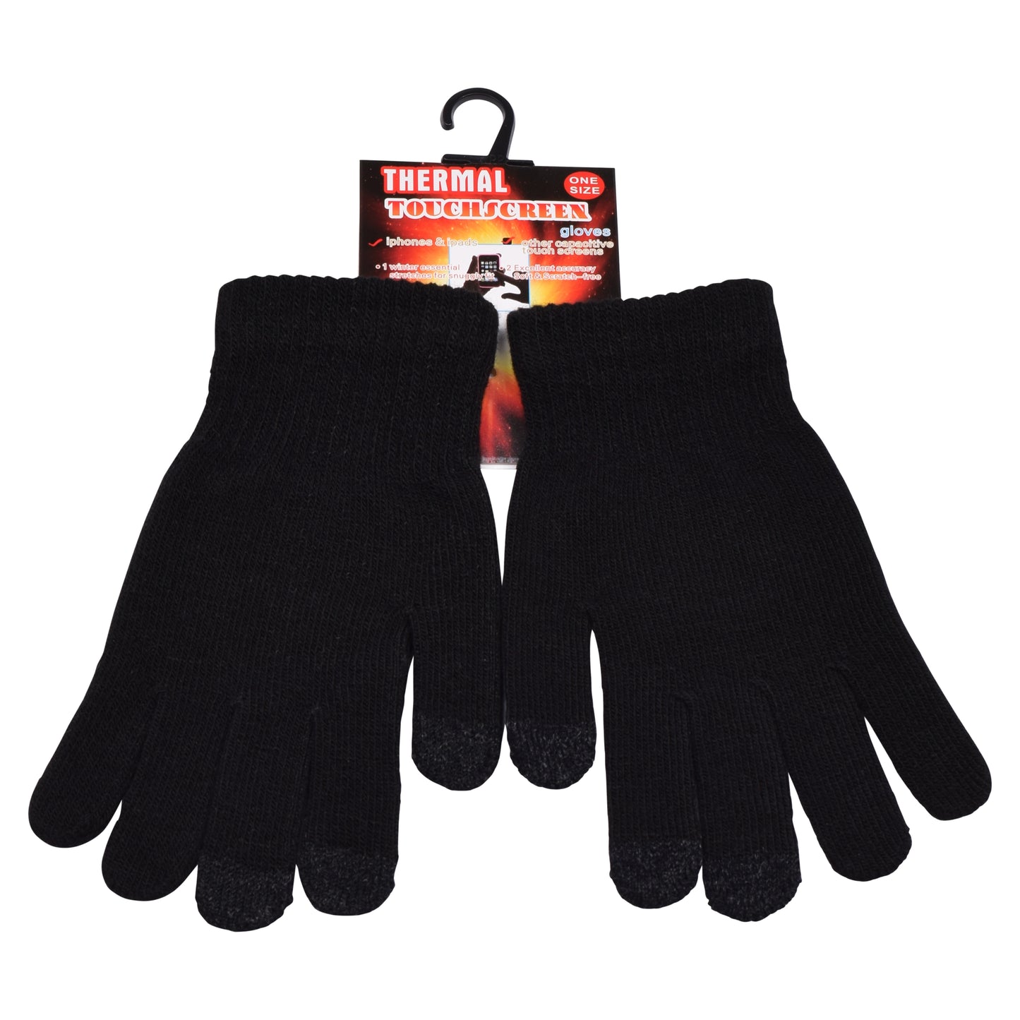 Unisex Thermal Touchscreen Gloves - Black (12 Pairs)