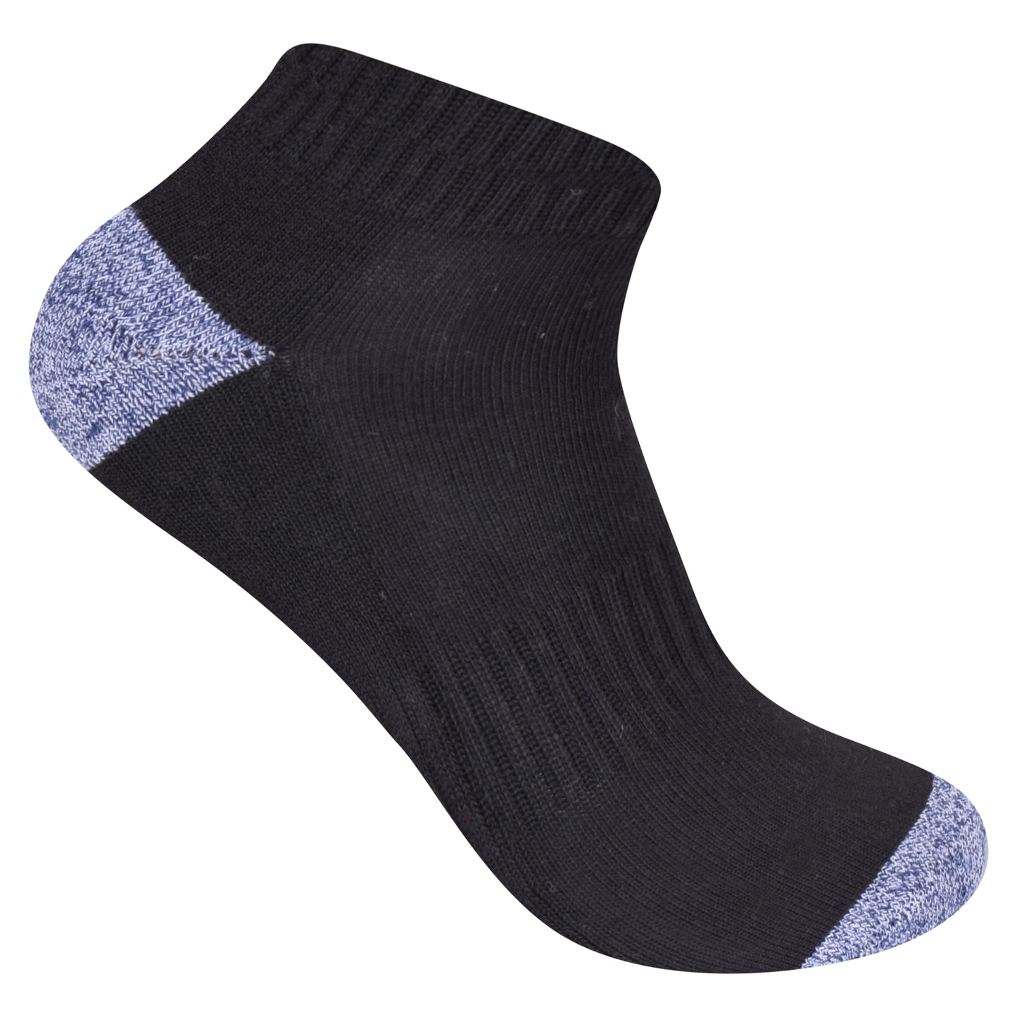 Mens Cushioned Trainer Socks - Black/Contrast Heel (12 Pairs)