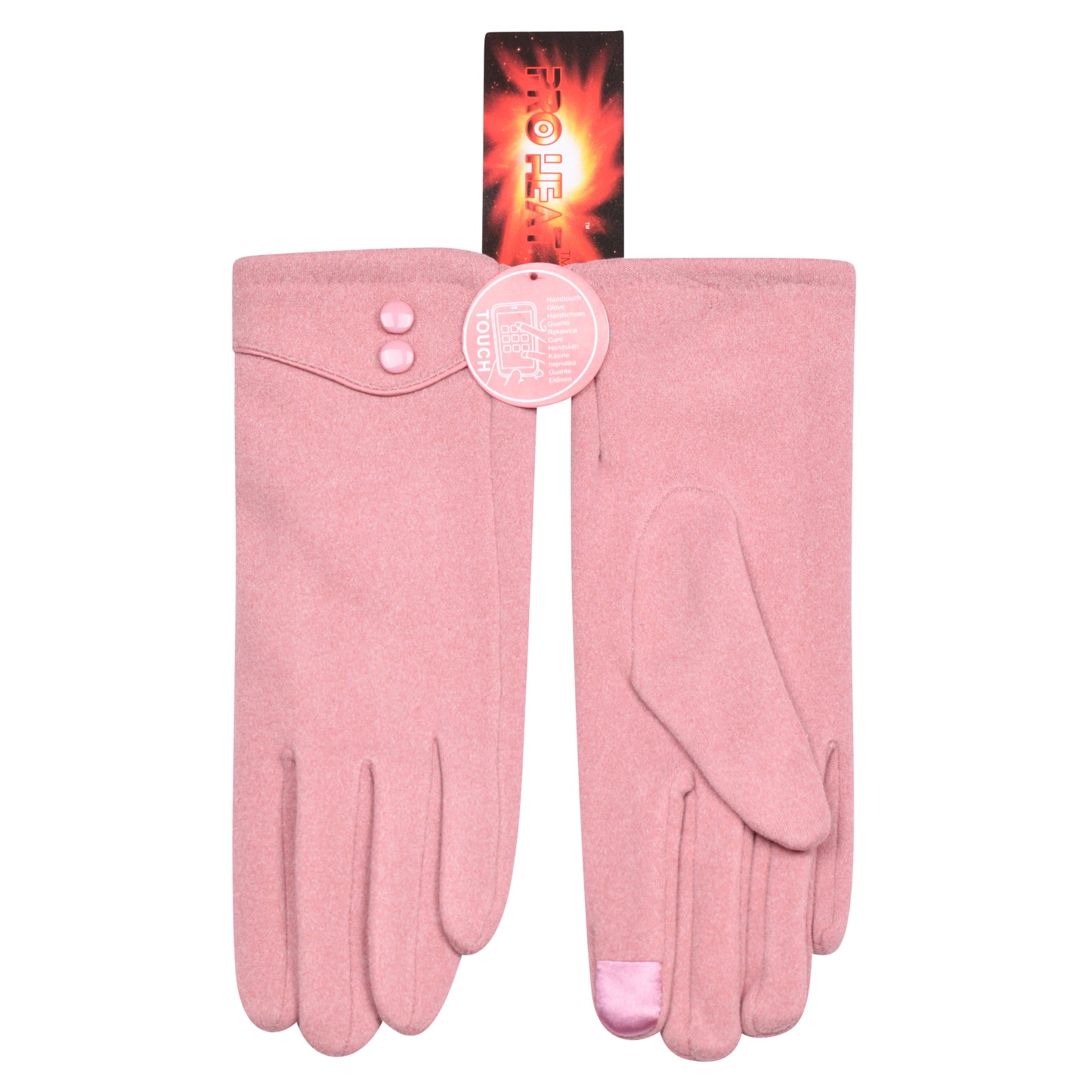 Ladies Cotton Touchscreen Gloves with Button Detail - Assorted (12 Pairs)