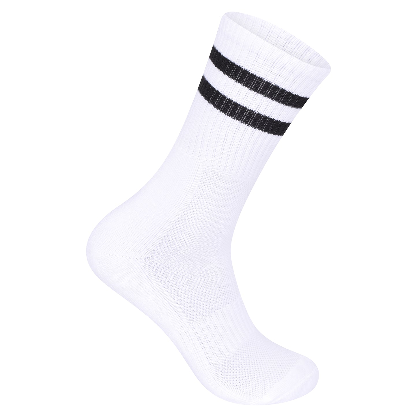 Mens 3 Pair Sport Socks - White - Black Stripes (12 Pairs)