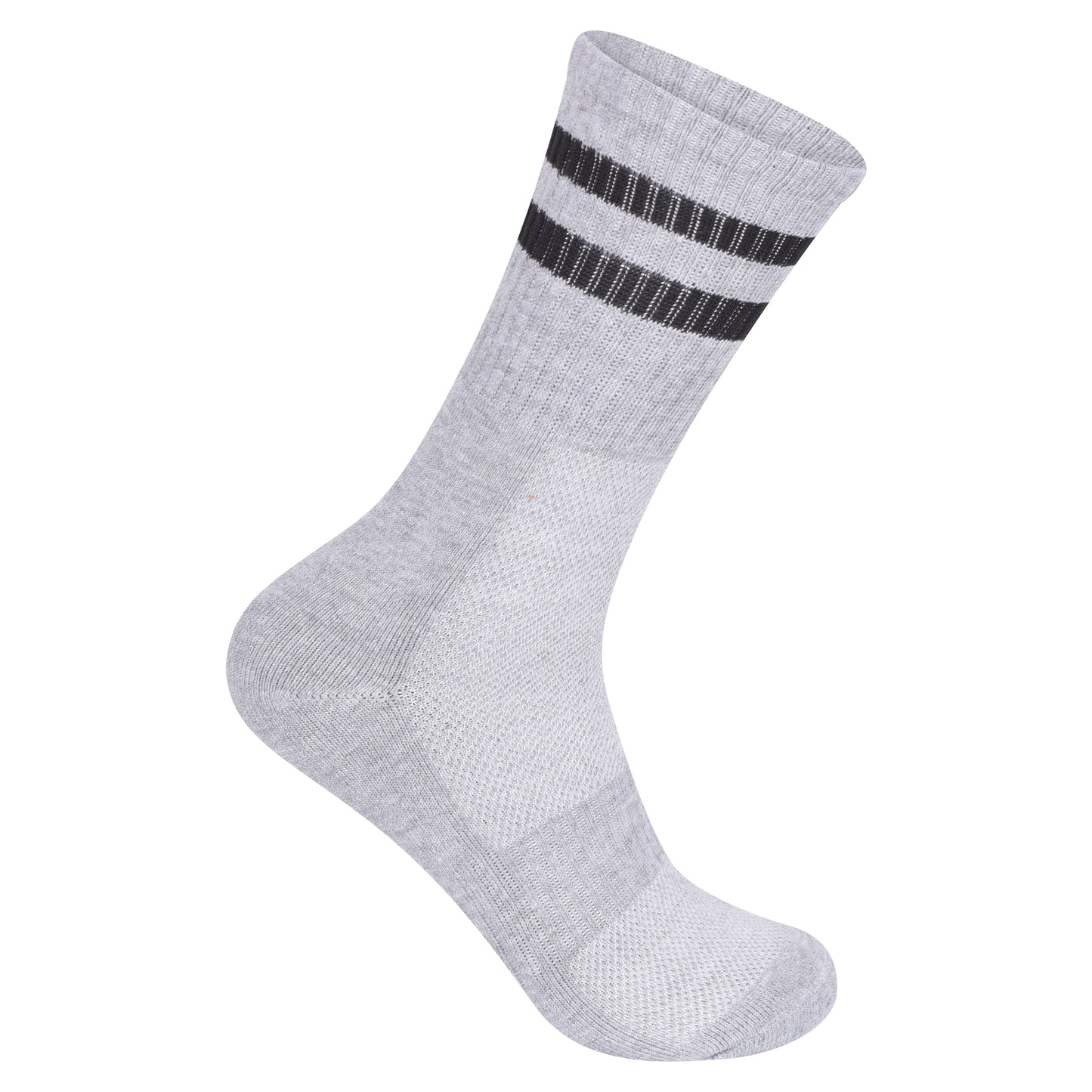 Mens 3 Pair Sport Socks - Grey - Black Stripes (12 Pairs)