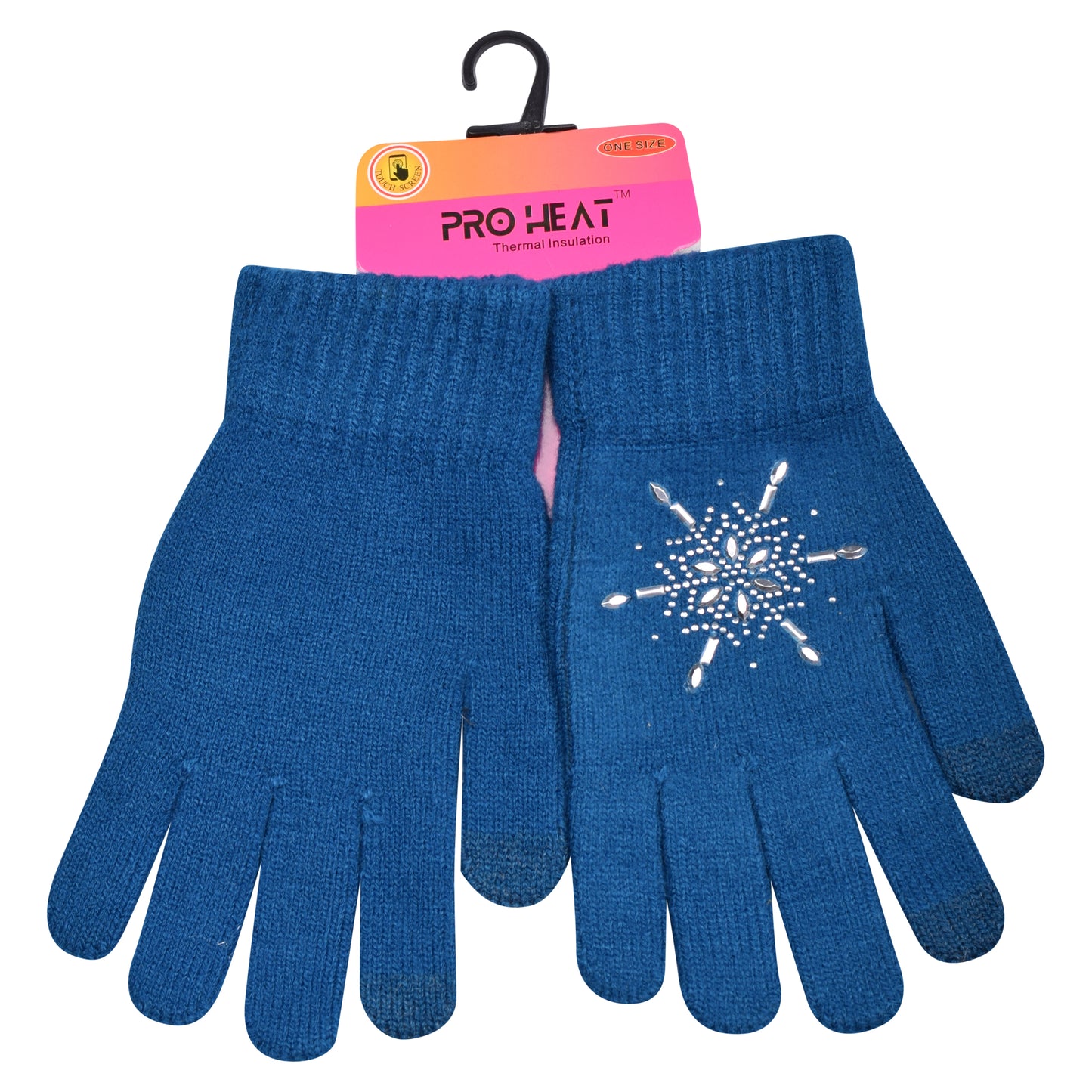 Ladies Diamante Snowflake Knitted Gloves - Assorted (12 Pairs)