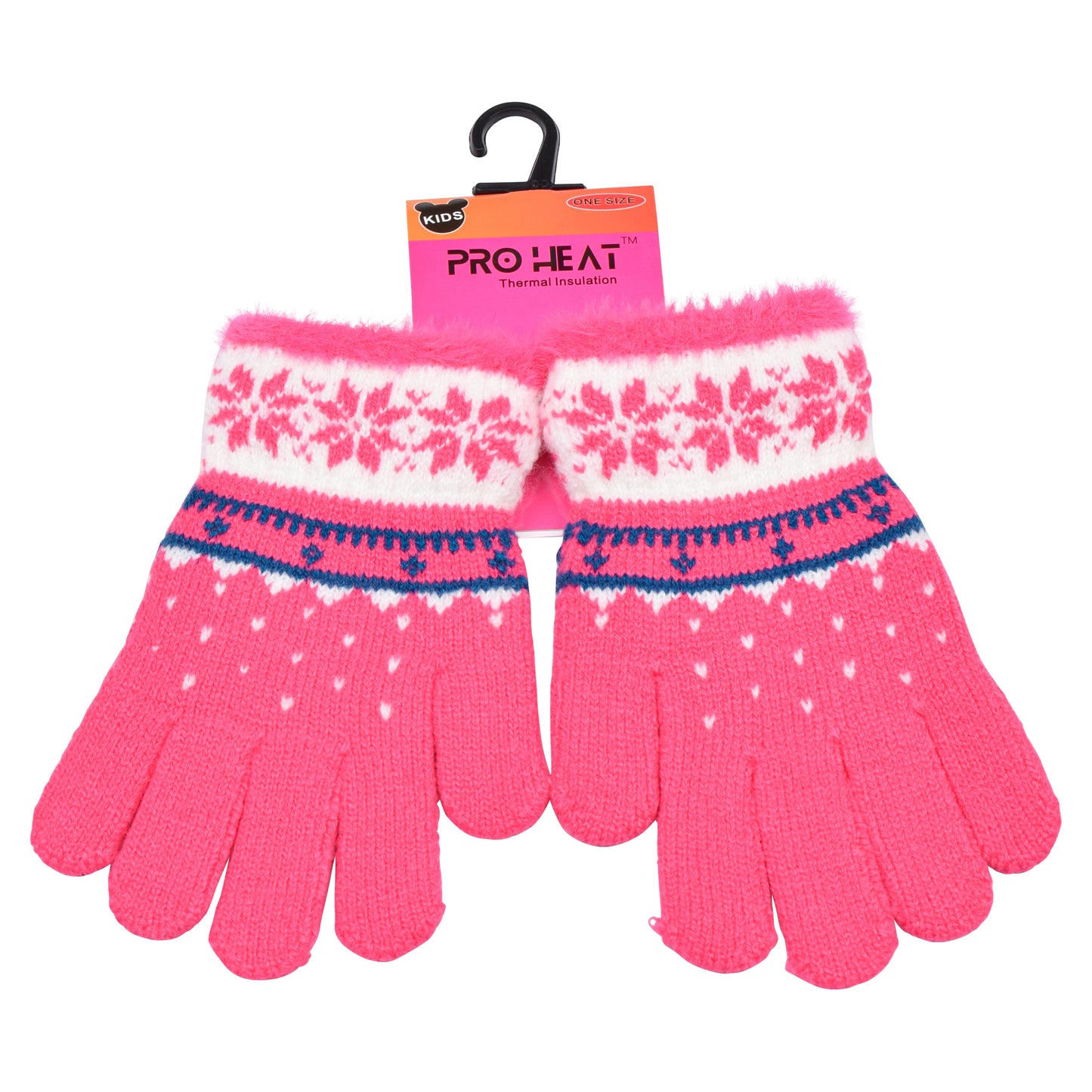 PRO HEAT™ Kids Thermal Magic Gloves - Snowflake with fur trim (Assorted Colours)
